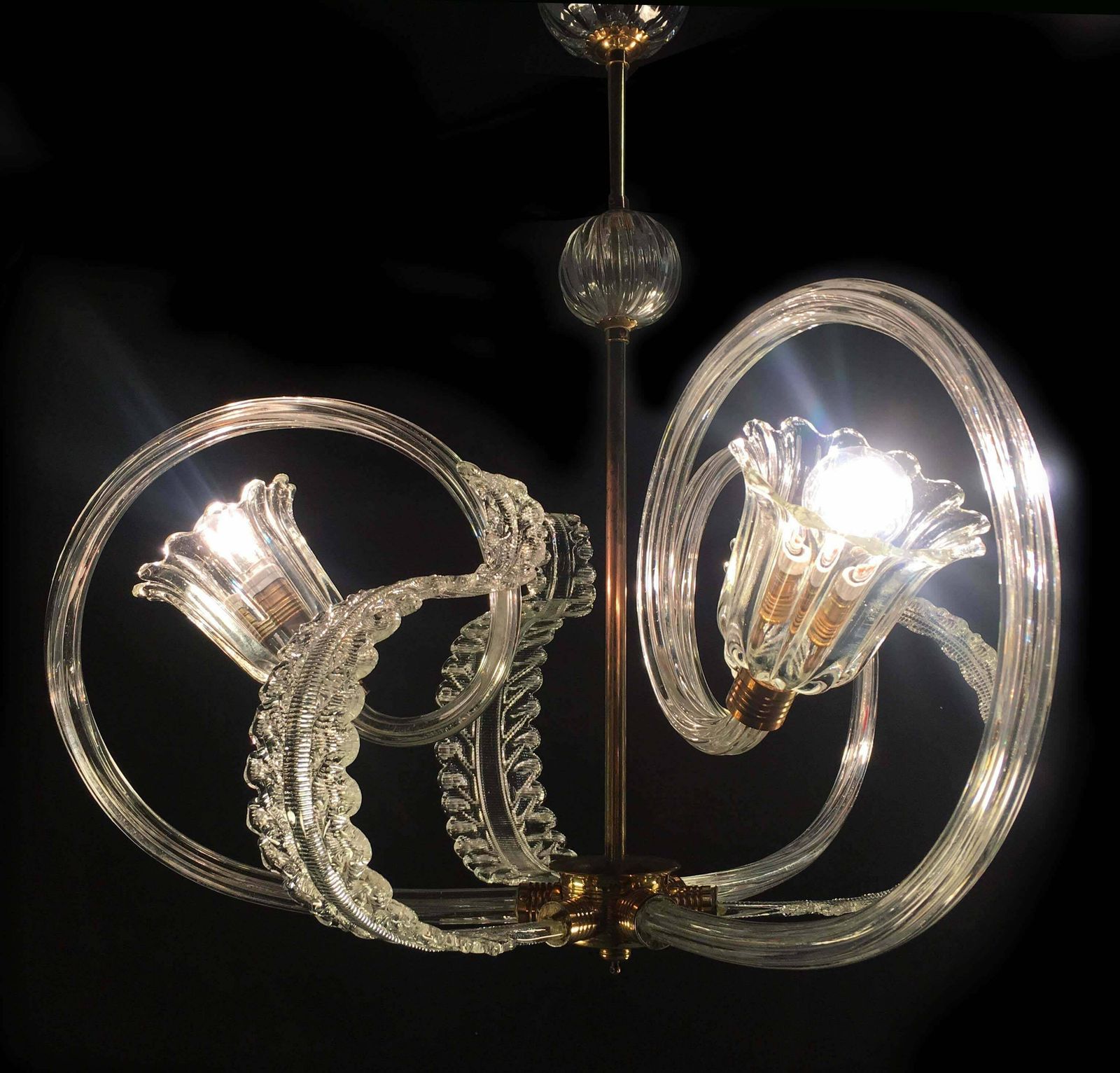 Charming Italian Chandelier By Barovier And Toso Murano 1940 photo for sale