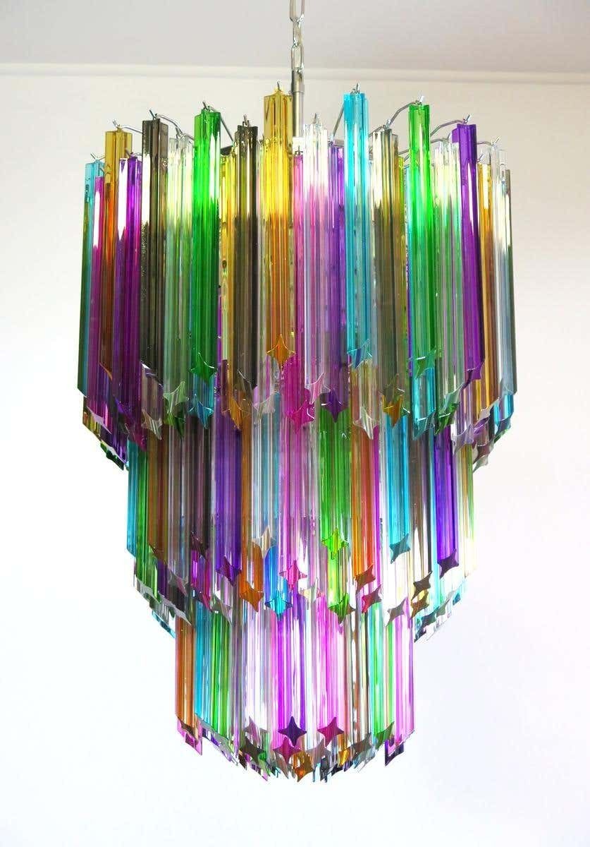 Chandelier Multicolour Quadriedri, 184 Prism, Murano, 1980s photo buy