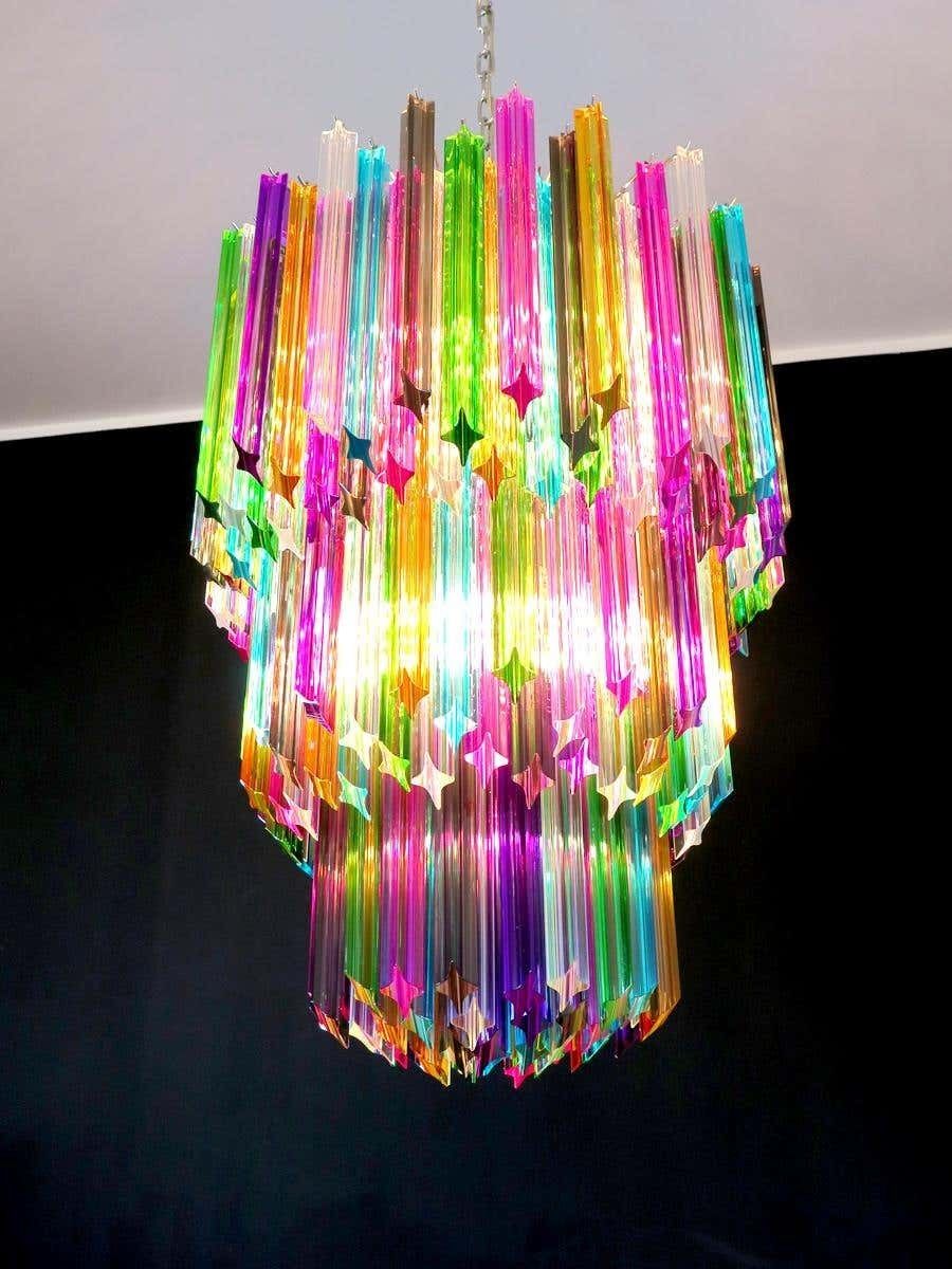 photo buy Chandelier Multicolour Quadriedri, 184 Prism, Murano, 1980s