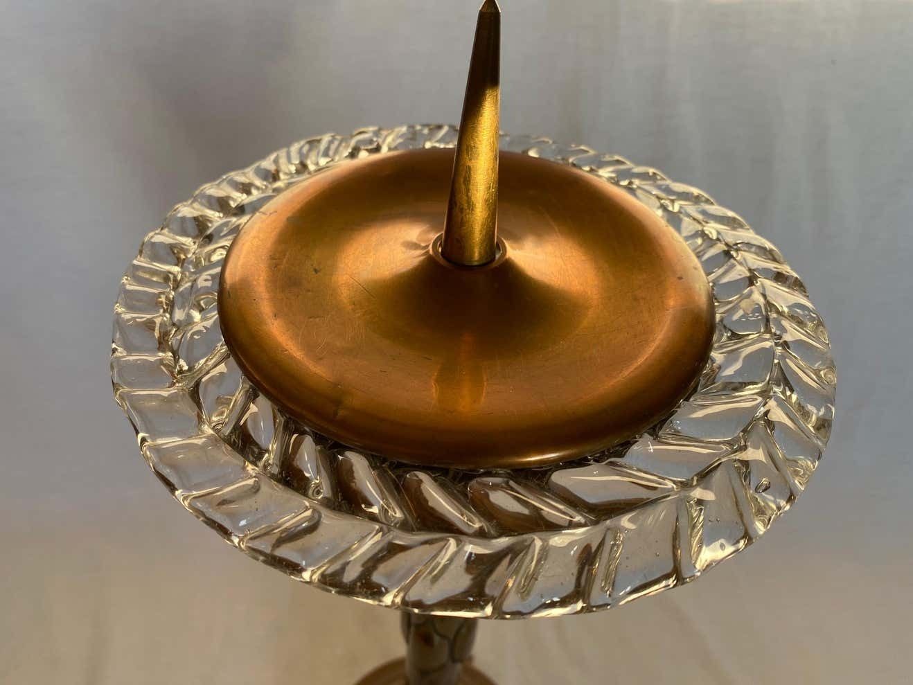 Home Decor Italian Candleholder In Copper And Murano Glass By Ercole Barovier, 1940 photo