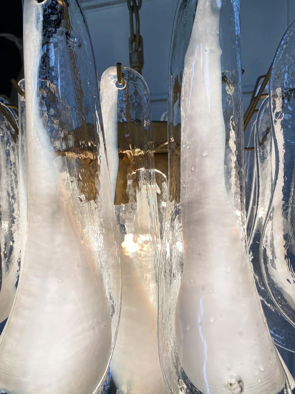 Elegant Pair Of 36 White Petal Chandeliers, Murano, 1990s photo buy