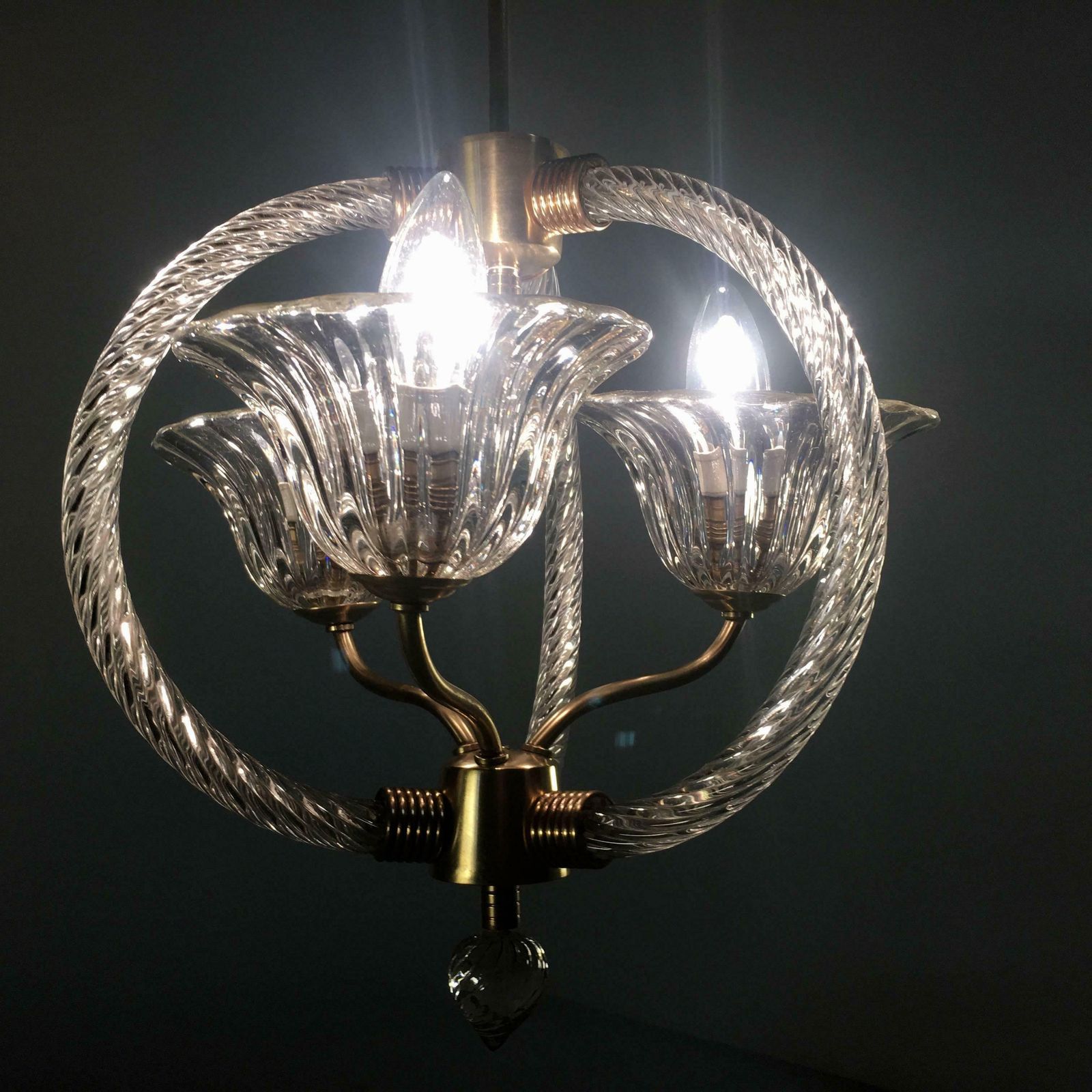 Charming Italian Chandelier By Barovier And Toso  Murano 1940 photo for sale