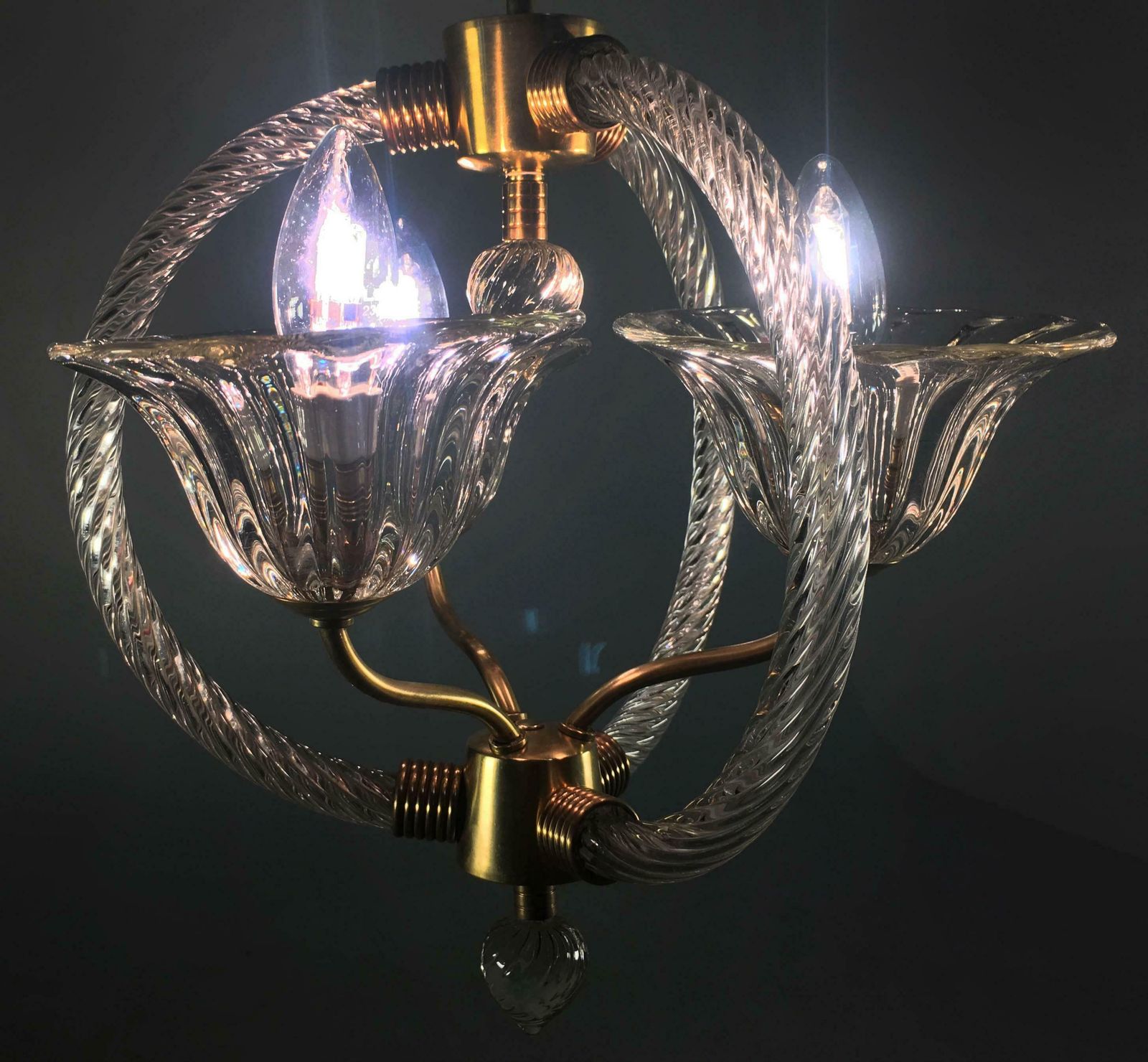 photo vinterior Charming Italian Chandelier By Barovier And Toso  Murano 1940
