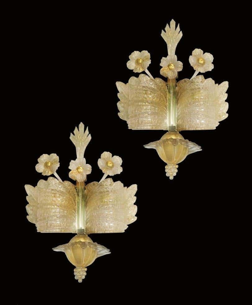 Midcentury Trio Of Sconces Grand Hotel By Barovier And Toso  Murano 1960s photo furniture