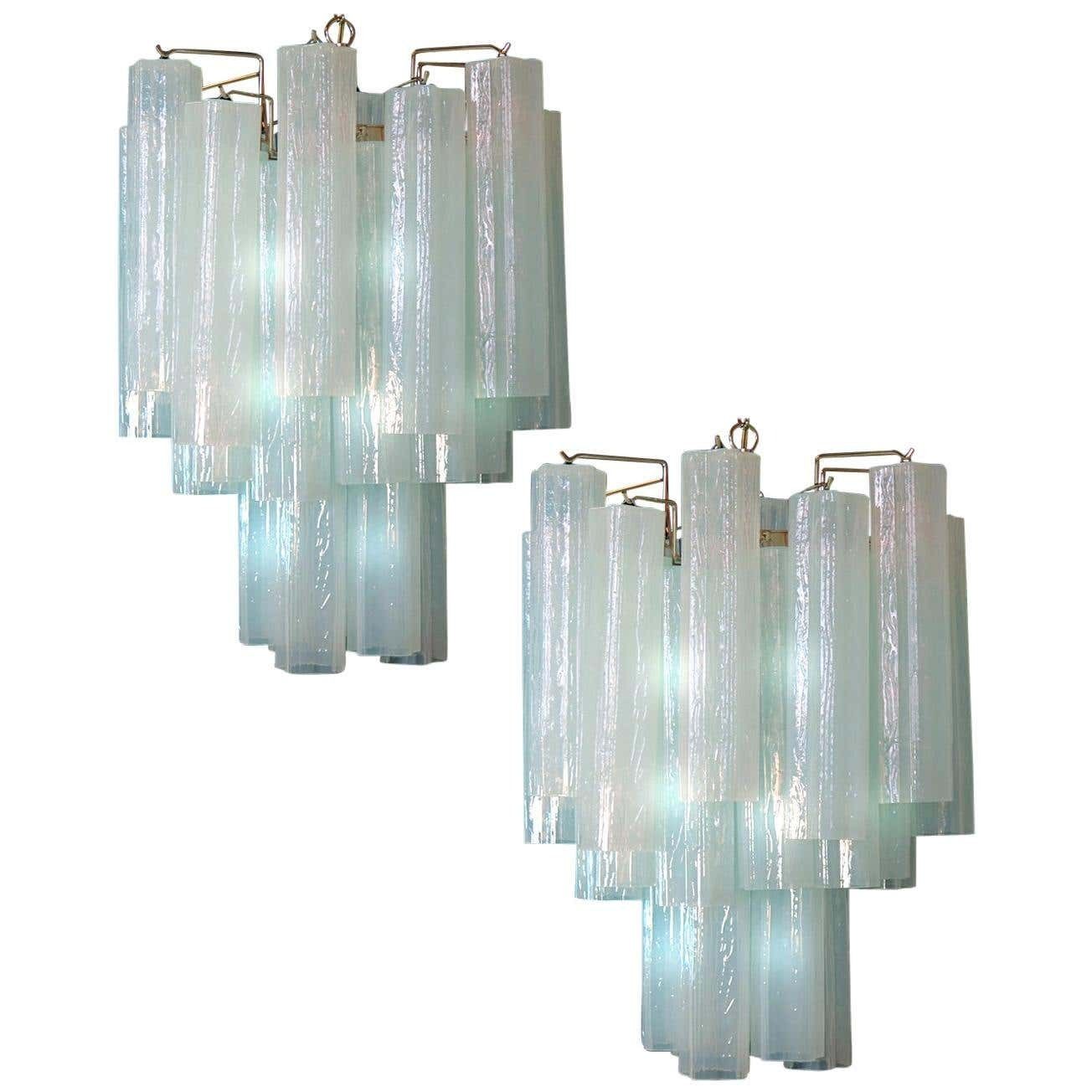Pair Of 30 Tronchi Chandelier In Toni Zuccheri Style For Venini  Murano