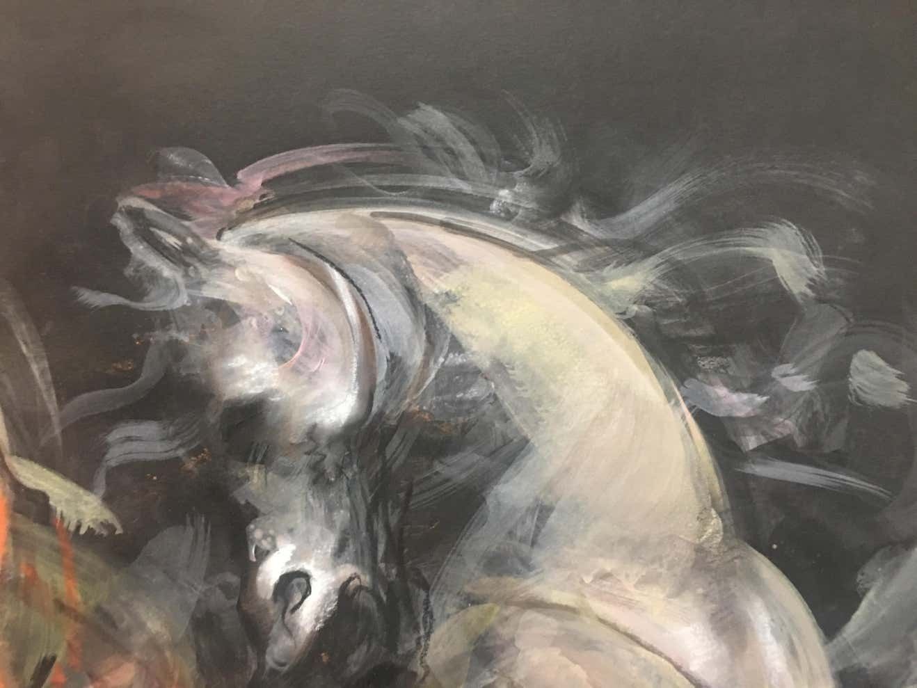 Horse On Black Sky Pencil Fat By Giuseppe Colin 1990 photo buy