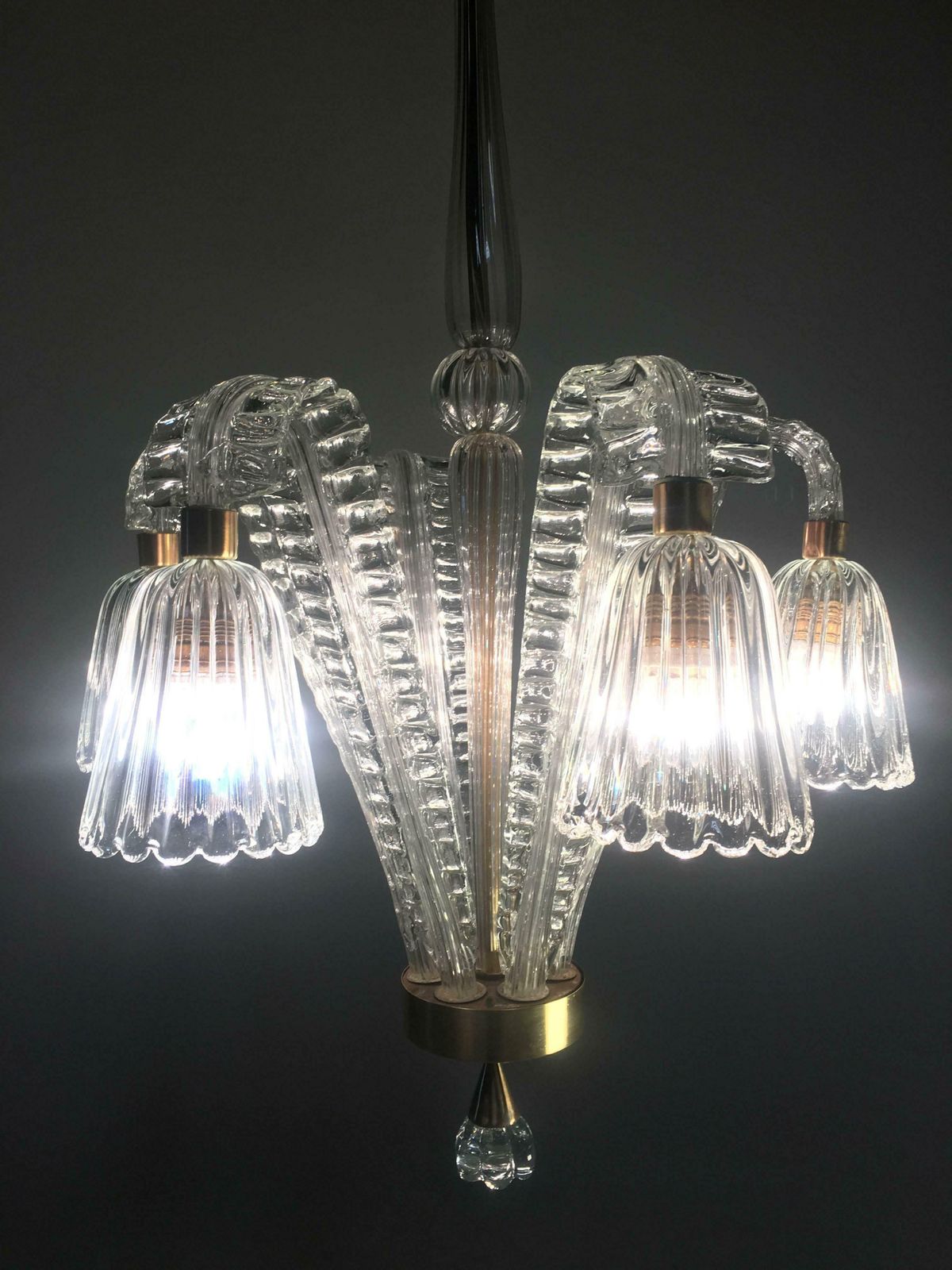 Charming Art Deco Chandelier By Ercole Barovier, Murano, 1940s photo furniture