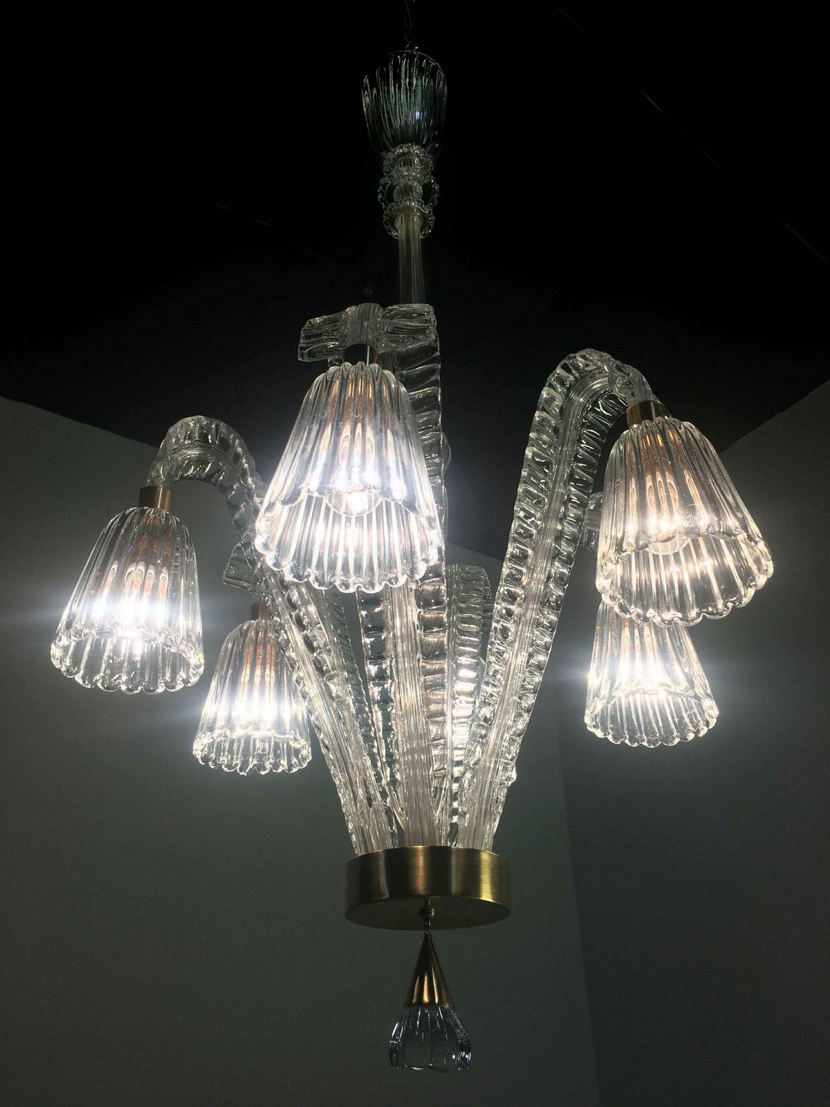 Charming Art Deco Chandelier By Ercole Barovier, Murano, 1940s photo for sale