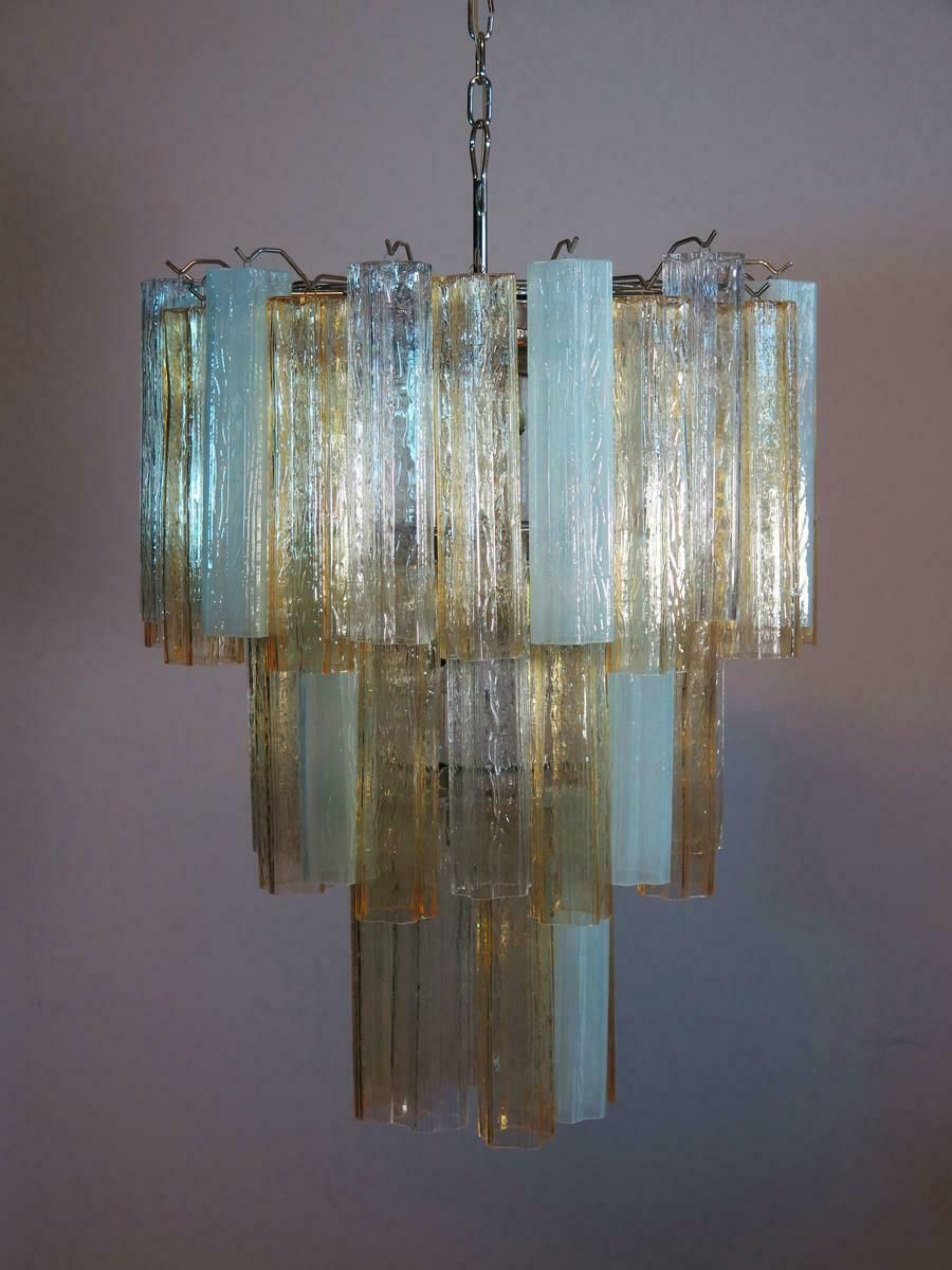 photo furniture Large Three Tier Venini Murano 48 Glass Tube Chandelier 1980s