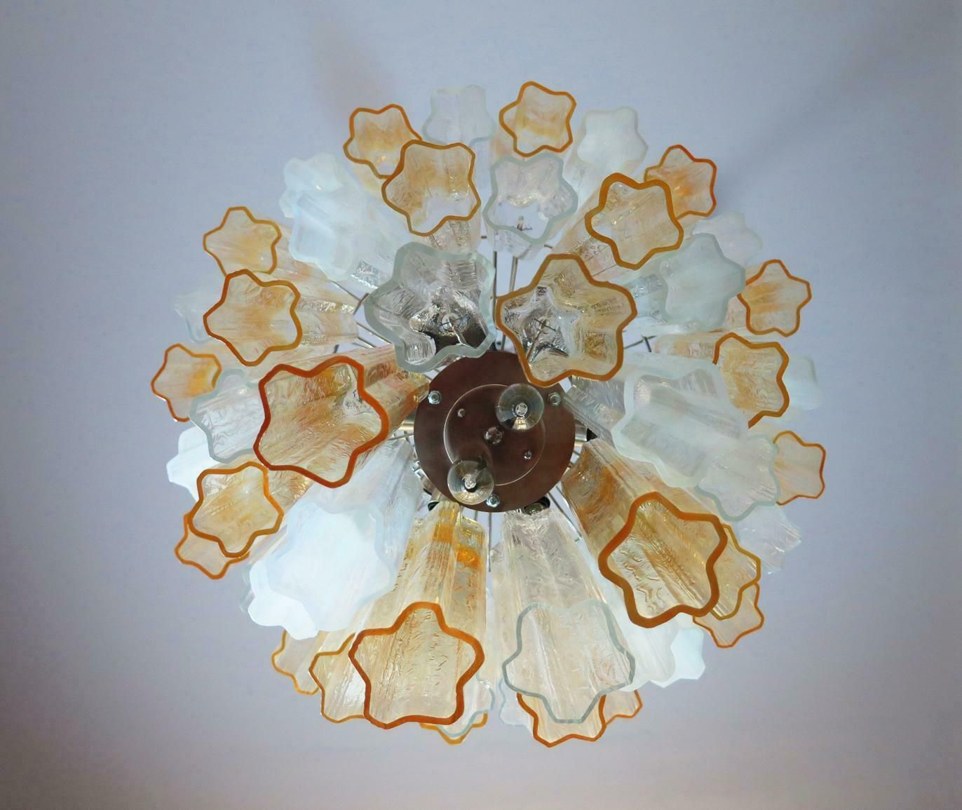 photo vinterior Large Three Tier Venini Murano 48 Glass Tube Chandelier 1980s