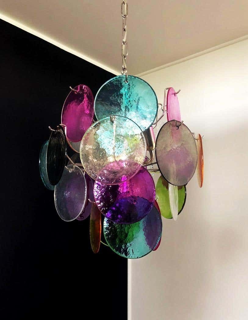 photo for sale Pair Of Italian Chandeliers In Vistosi Style, Murano, Circa 1980