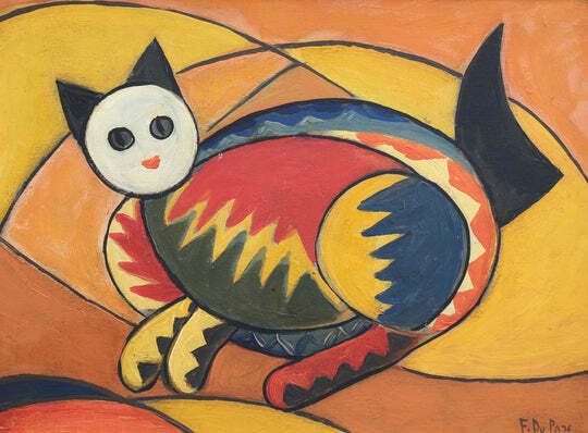 Portrait Of A Reposing Cat By F. Duparc (Circa 1960s) photo furniture