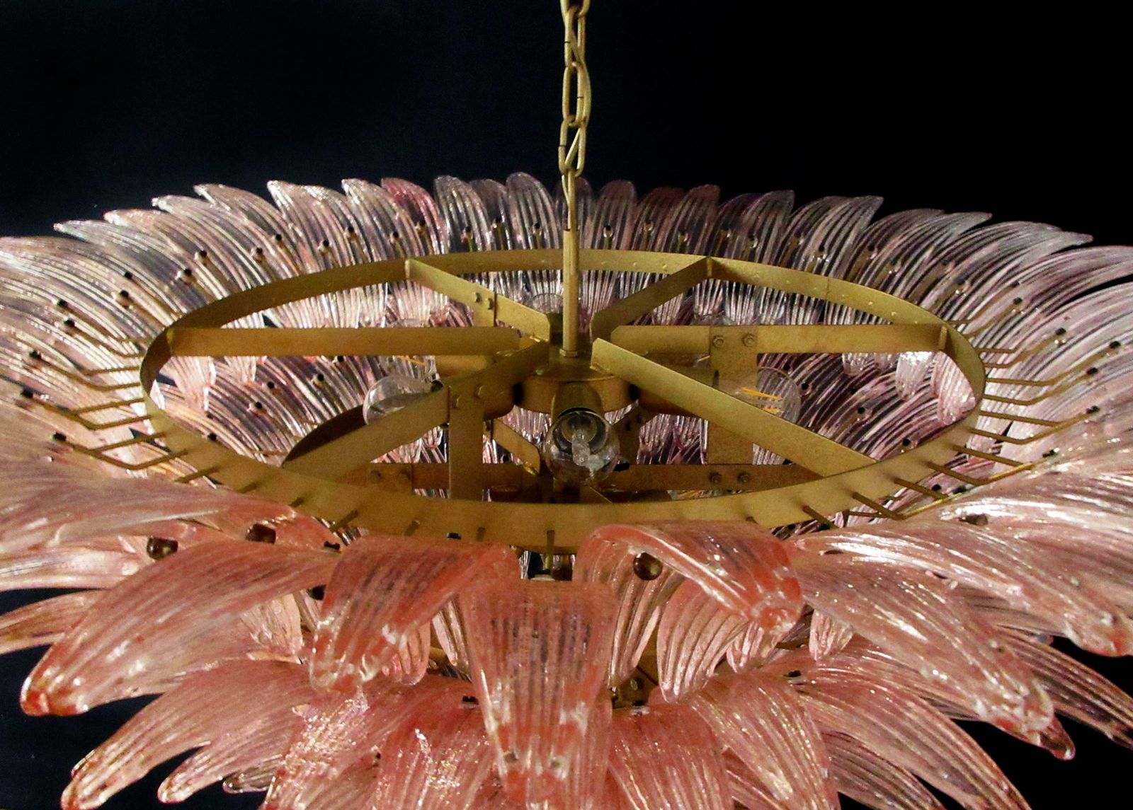 Pair Of Majestic Chandelier Pink Glasses, Murano photo vintage