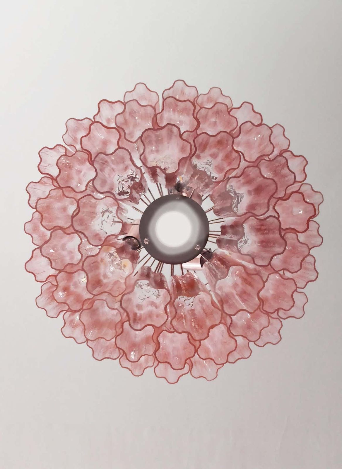 photo furniture Pair Of 52 Pink Tronchi Chandeliers Style Toni Zuccheri For Venini, Murano