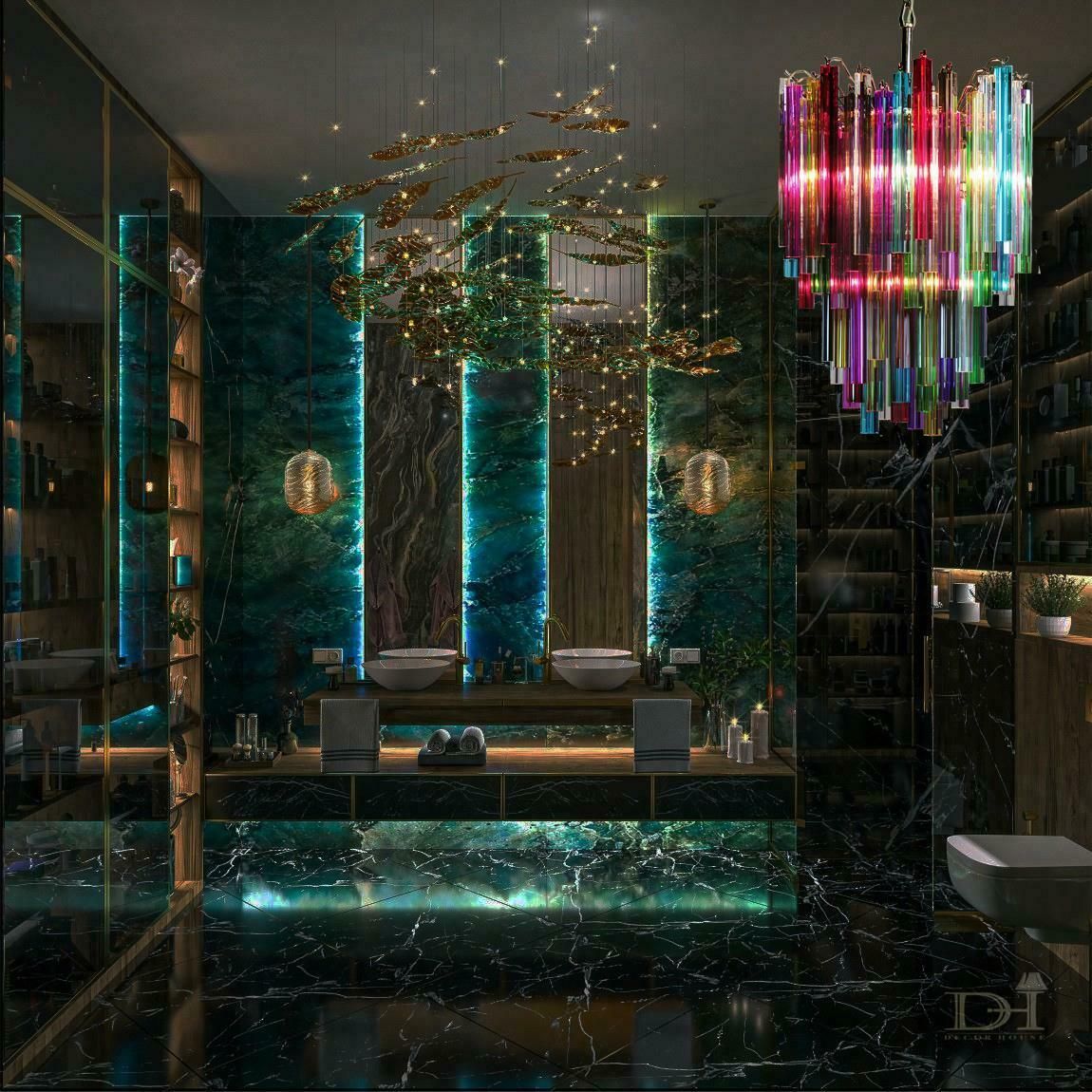 Lighting Amazing Multicoloured Pair Of Arlecchino Murano Chandeliers photo