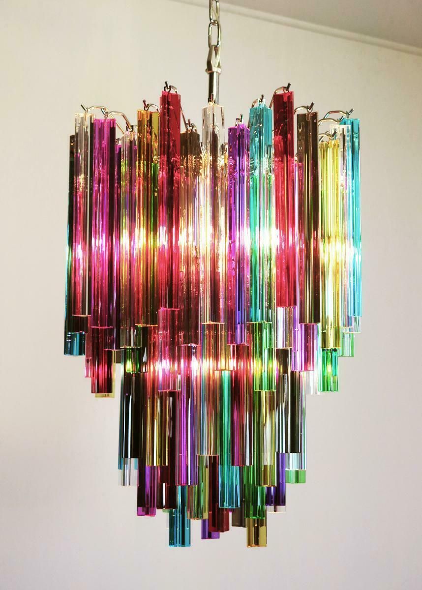 photo buy Amazing Multicoloured Pair Of Arlecchino Murano Chandeliers