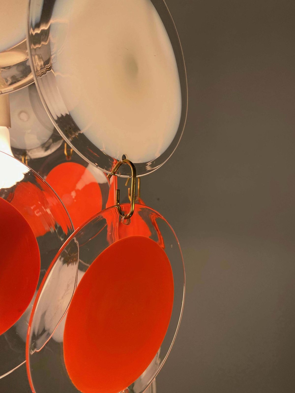 Lighting Pair Of Disc Chandeliers By Vistosi, Murano, 1970s photo