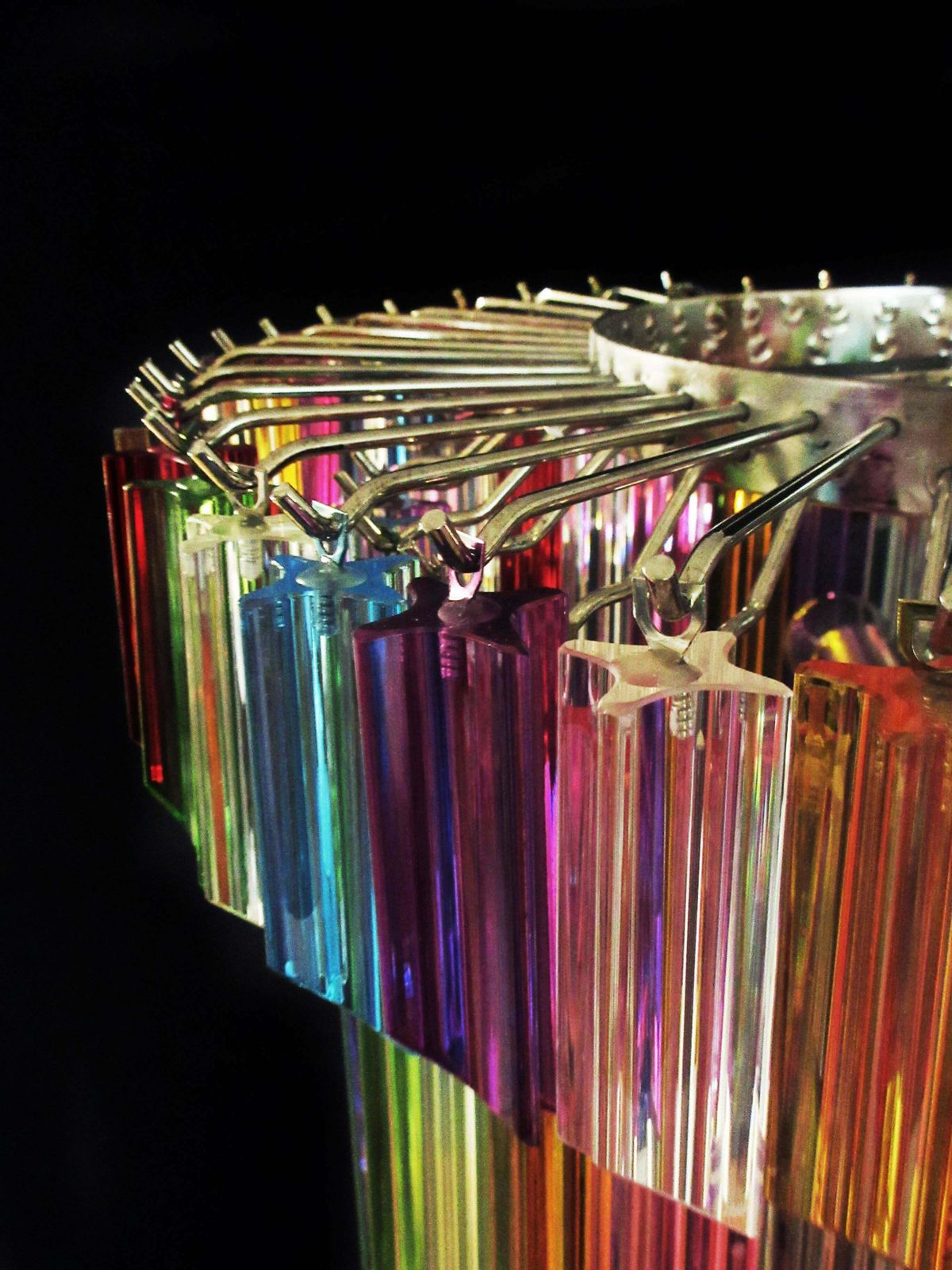 photo buy Pair Of Italian Chandelier Multicoloured Quadriedri, Murano