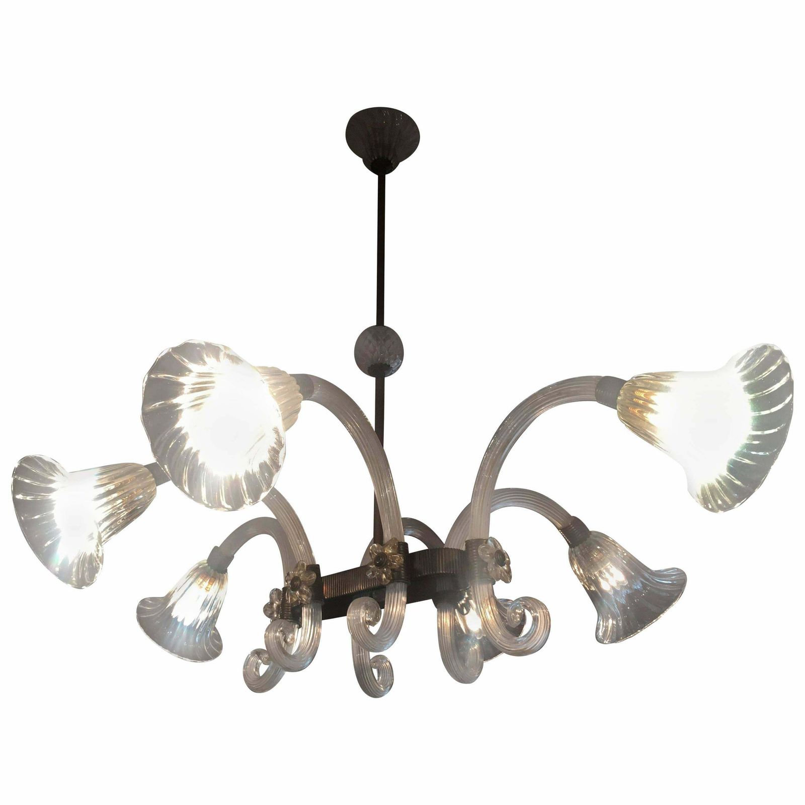 Amazing Liberty Chandelier By Ercole Barovier, Murano, 1940s