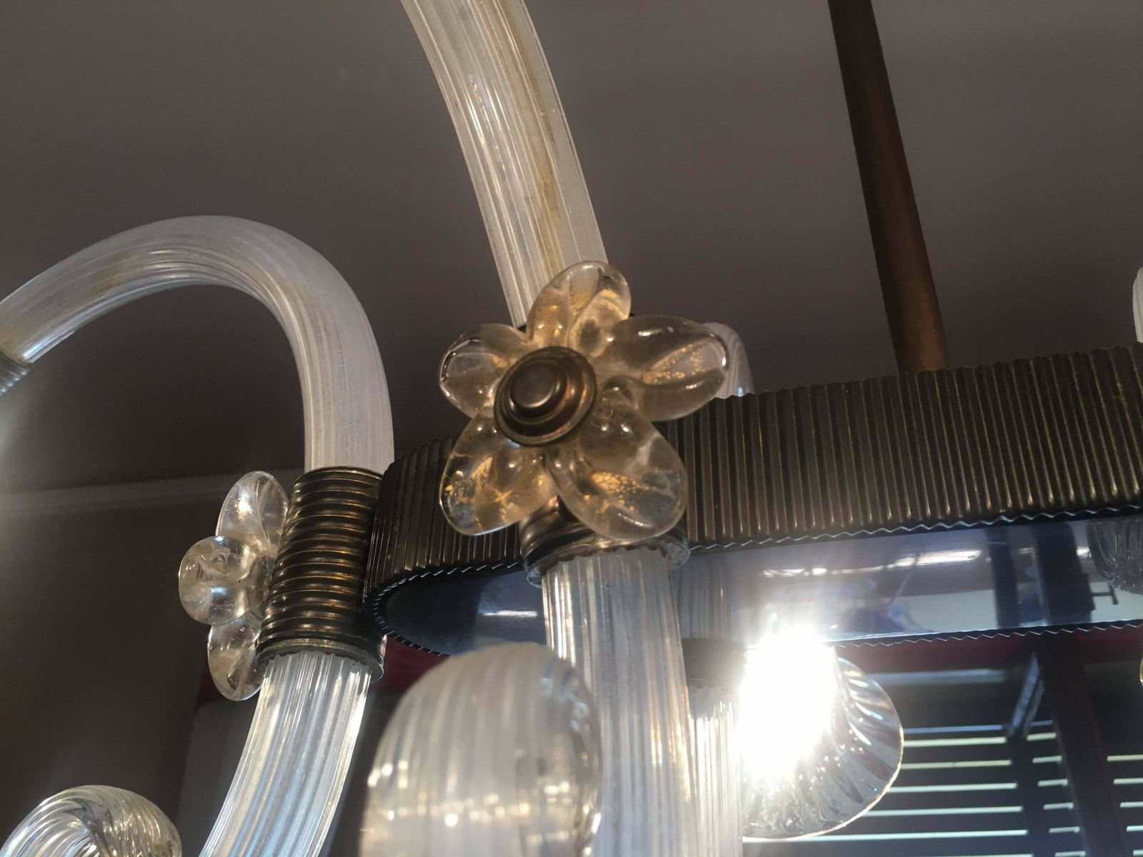 Amazing Liberty Chandelier By Ercole Barovier, Murano, 1940s photo vintage