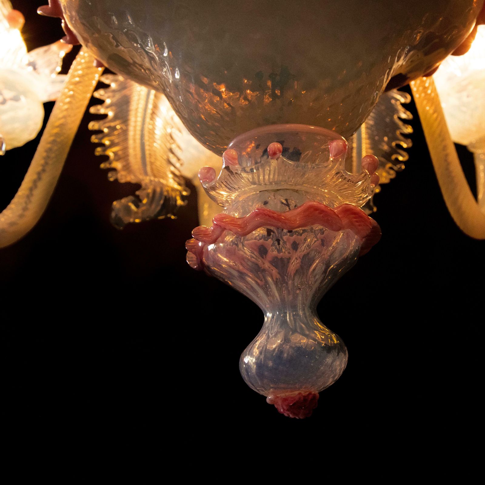 photo for sale Stunning Light Blue And Pink Venetian Chandelier, Murano, 1950s