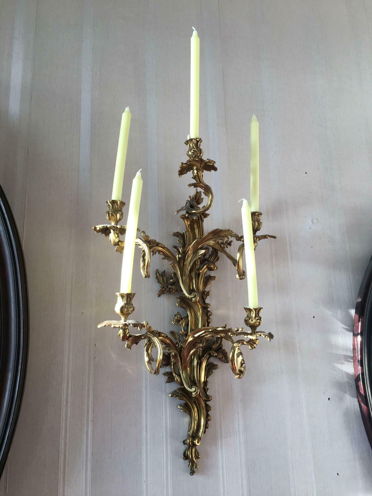 photo furniture Very Rare Trio Of Gilded Bronze Louis XV Italian Sconces, 1880s