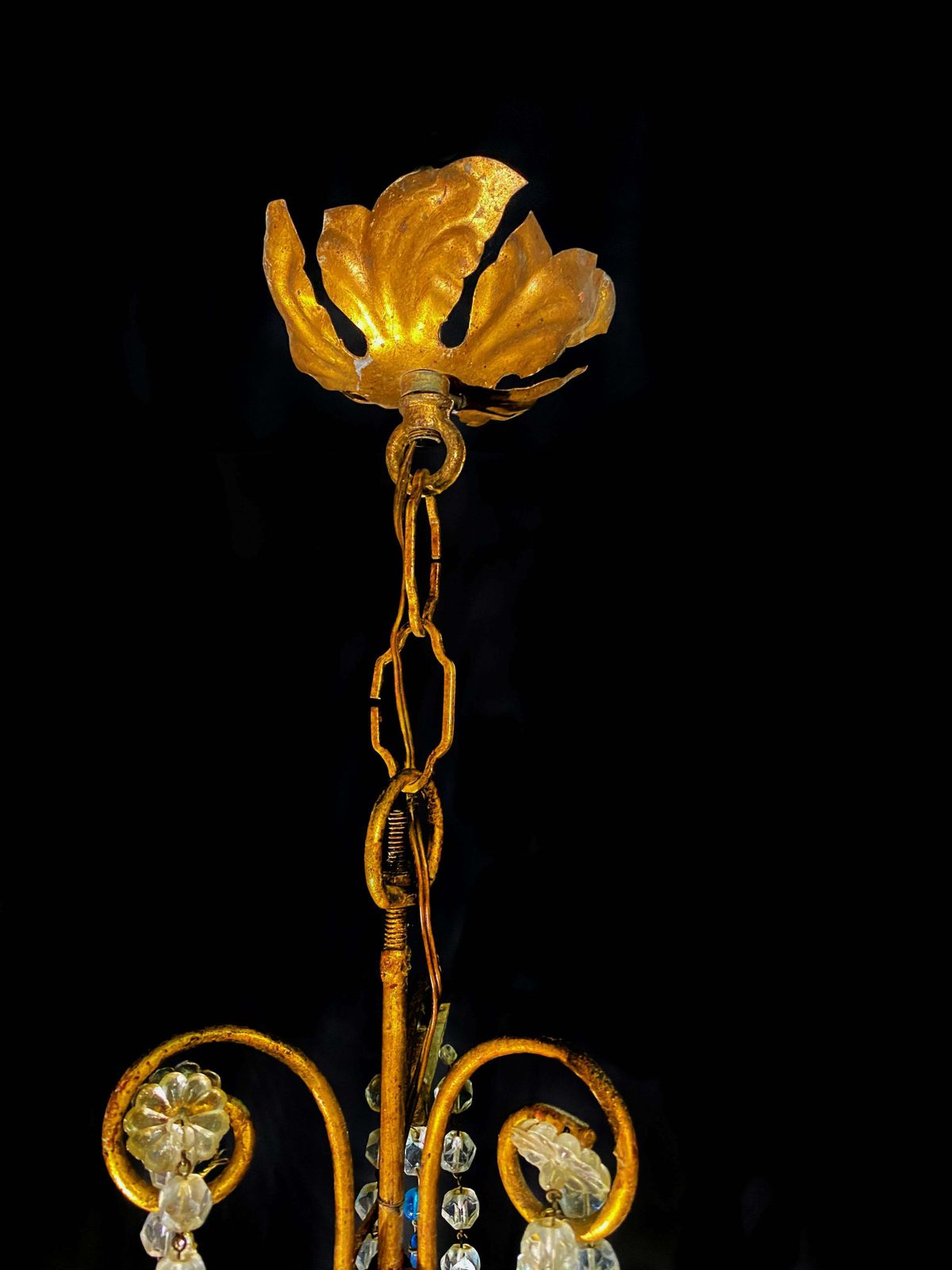 Lighting Lovely Chandelier With White Roses And Blue Drops, Murano, 1950s photo