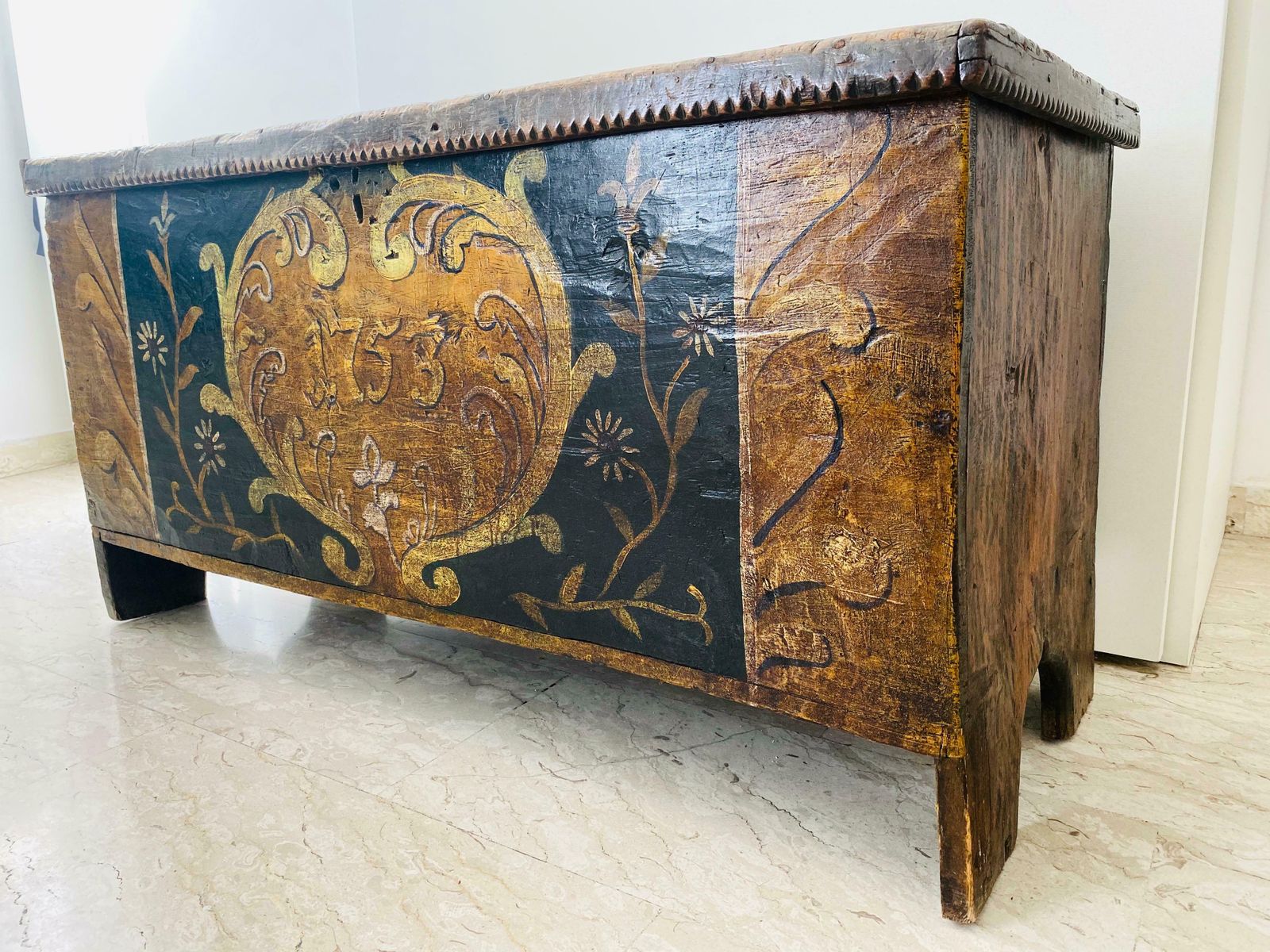 Gorgeous Antique Italian Wooden Case, 18th Century ''Year 1753'' photo for sale