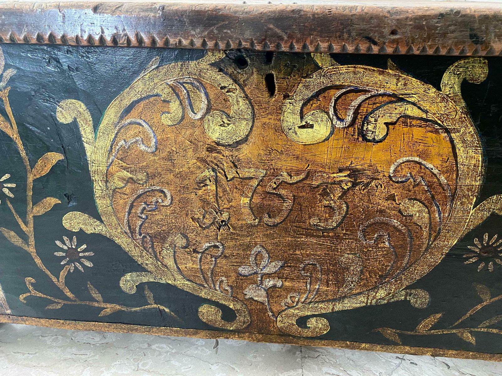 photo furniture Gorgeous Antique Italian Wooden Case, 18th Century ''Year 1753''