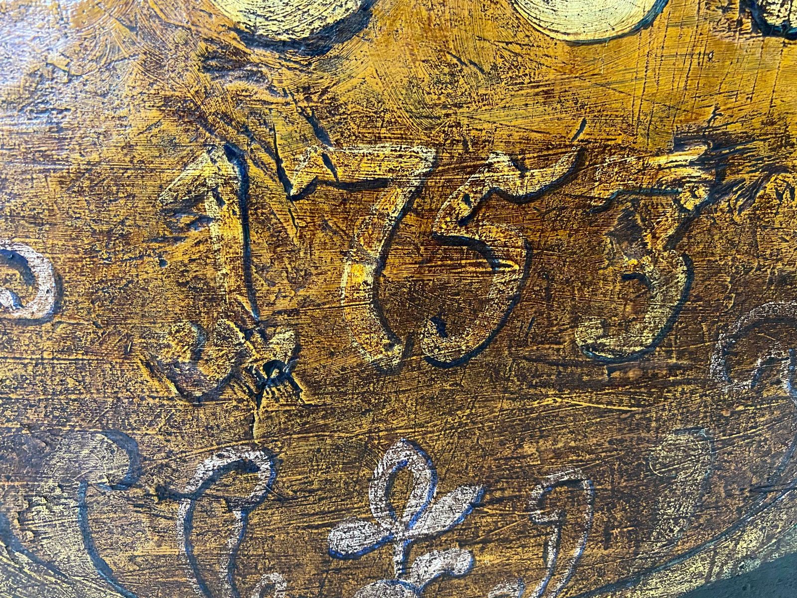 Furniture Gorgeous Antique Italian Wooden Case, 18th Century ''Year 1753'' photo