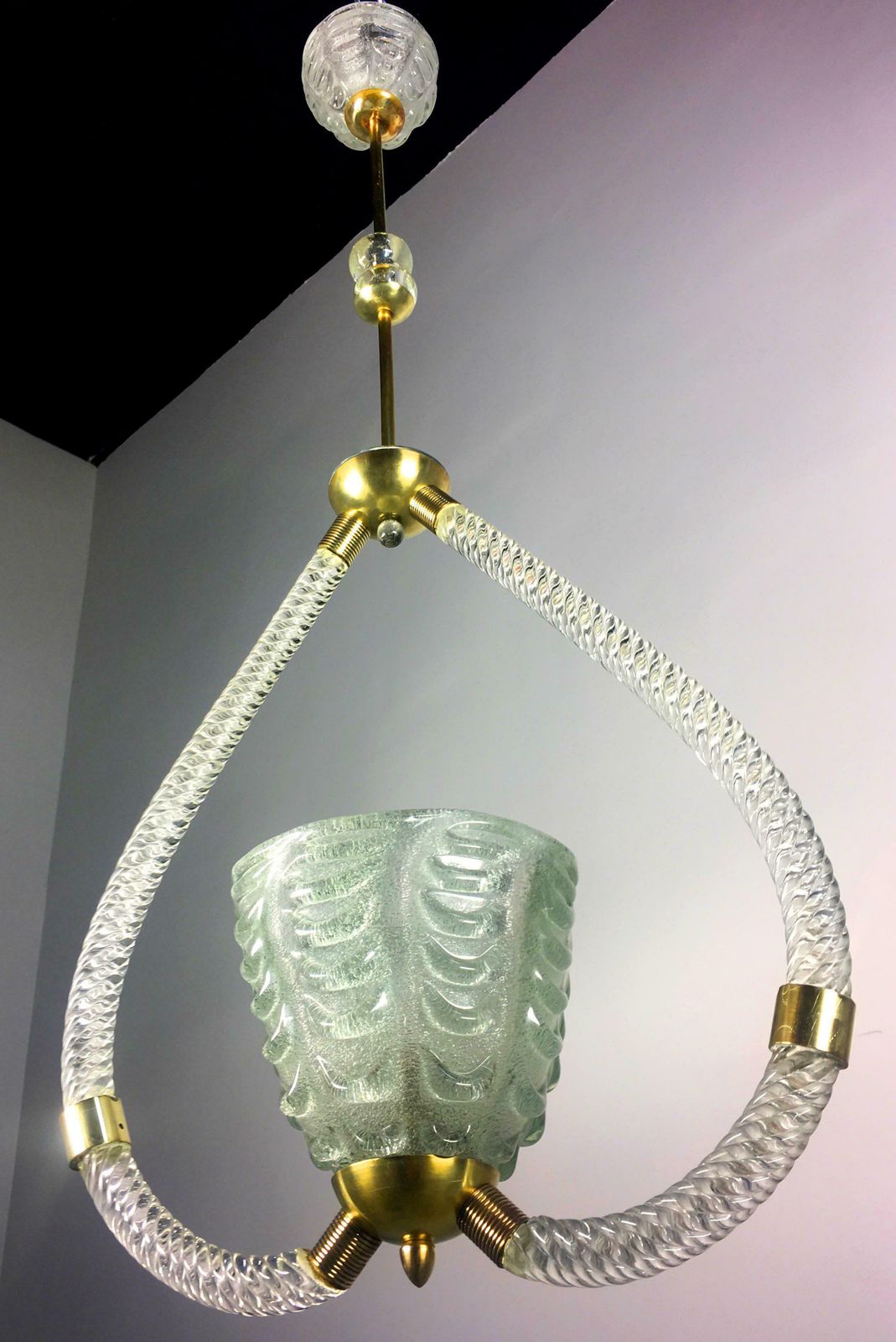 Lighting Art Deco Chandelier By Ercole Barovier, Murano, 1940s photo
