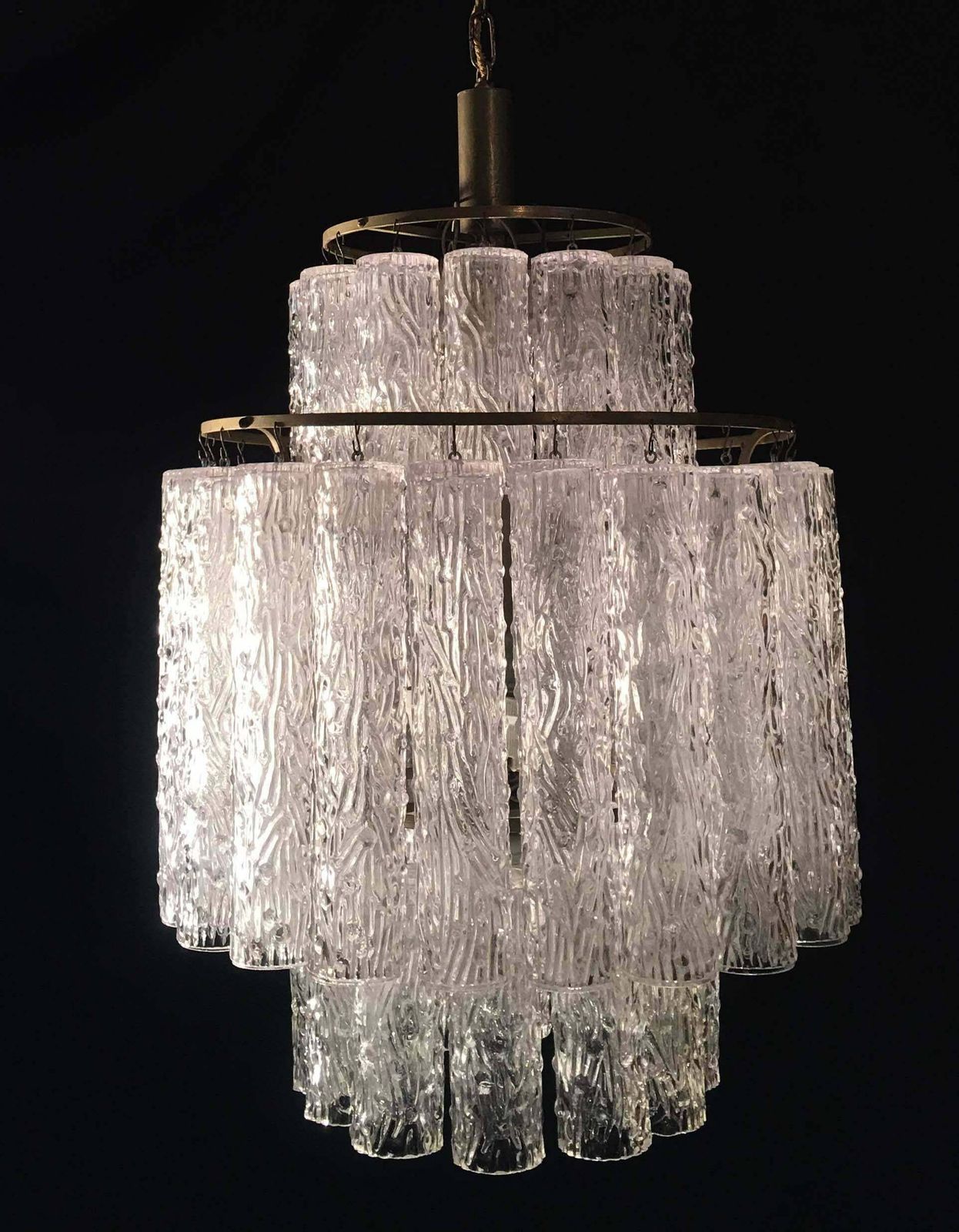 Adorable Pair Of Murano Venini Style Chandeliers, 1970s photo Lighting