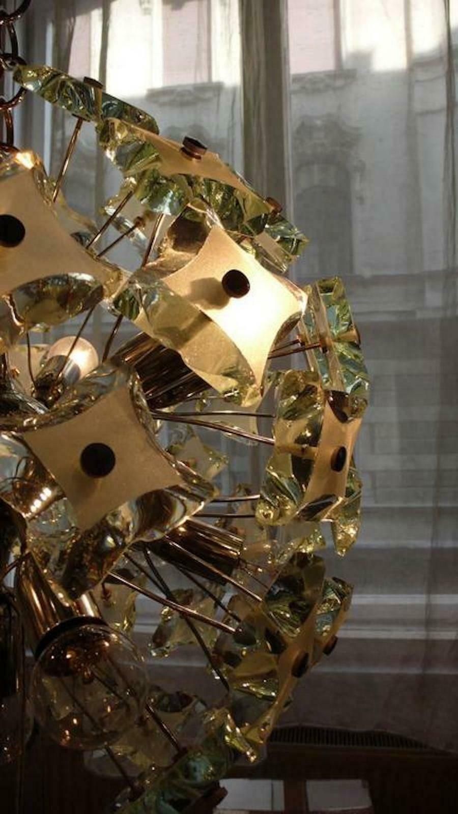 Cut Glass Sputnik In Fontana Arte Style, 1960s photo vintage