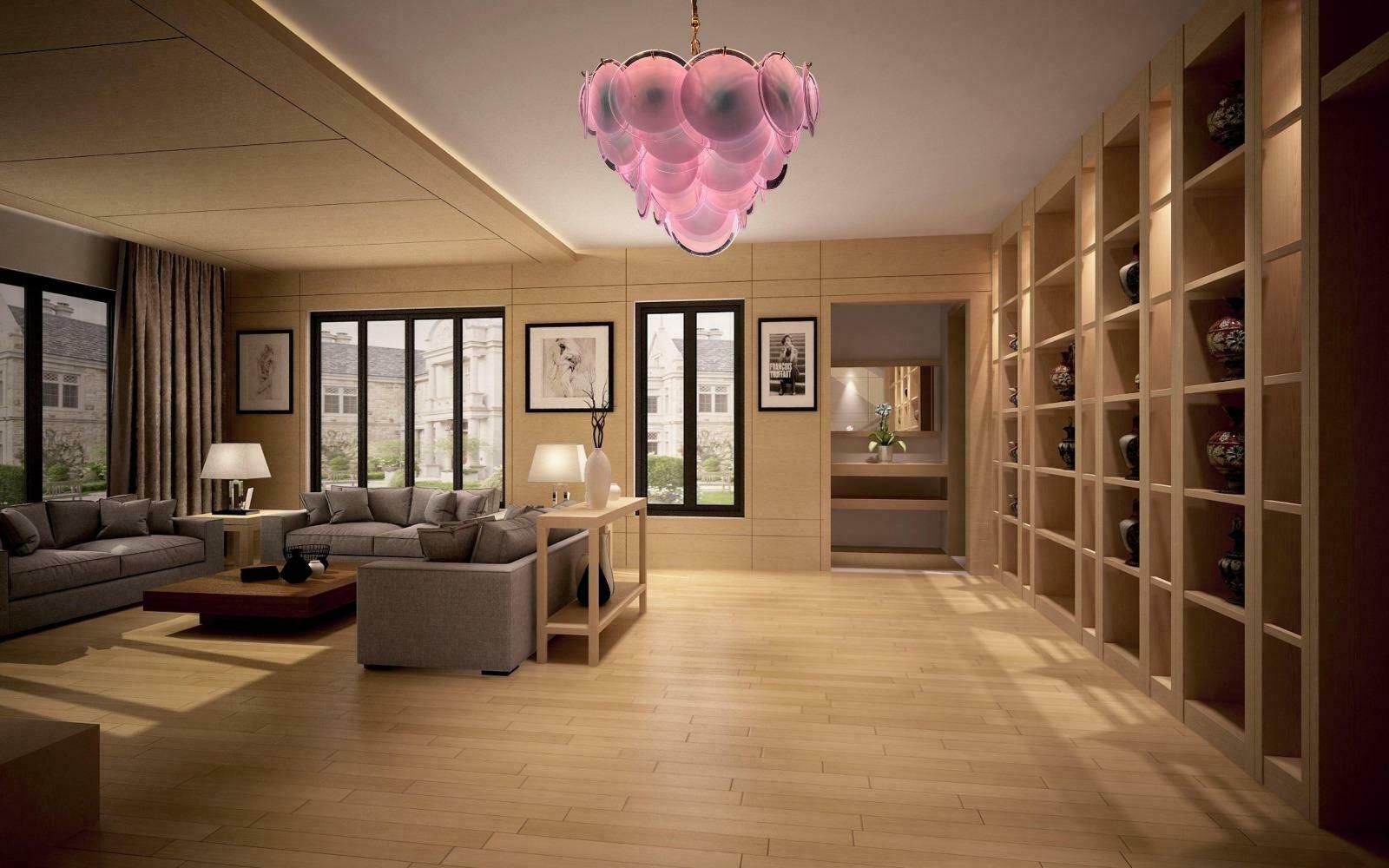 Amazing Italian Disc Glass Chandelier By Vistosi, 1980s photo Lighting