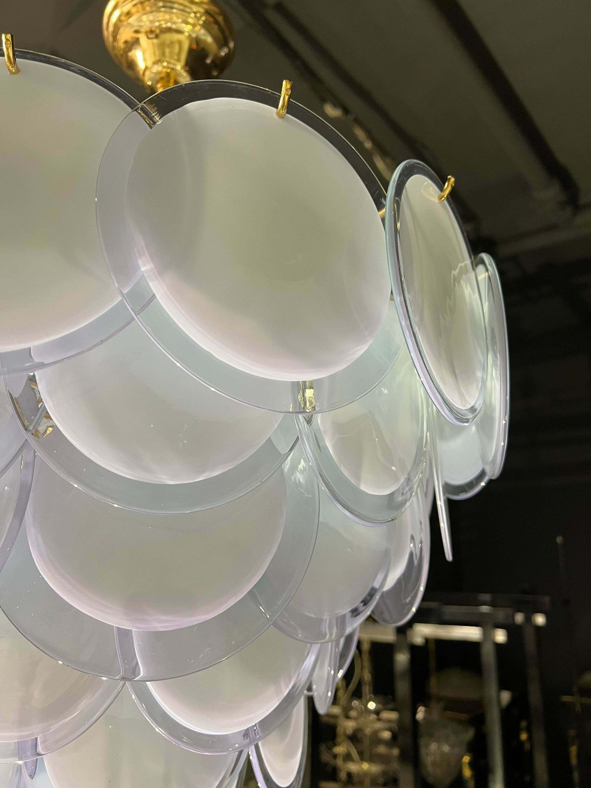 photo for sale Amazing Italian Disc Glass Chandelier By Vistosi, 1980s