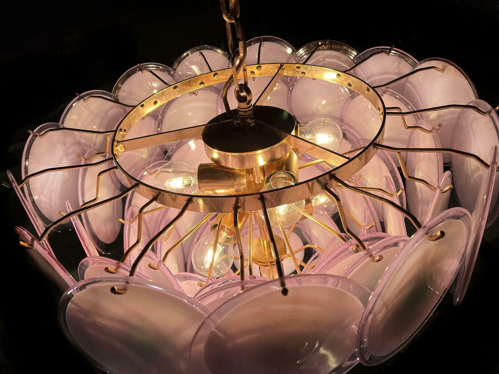 3385.0 Amazing Italian Disc Glass Chandelier By Vistosi, 1980s photo