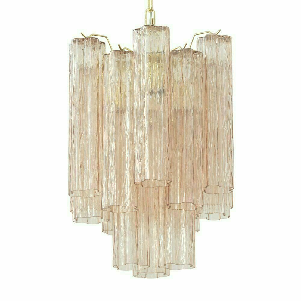 Tronchi Suspension Lamp In Pink Murano Glass, Diameter 36 Cm, 90s