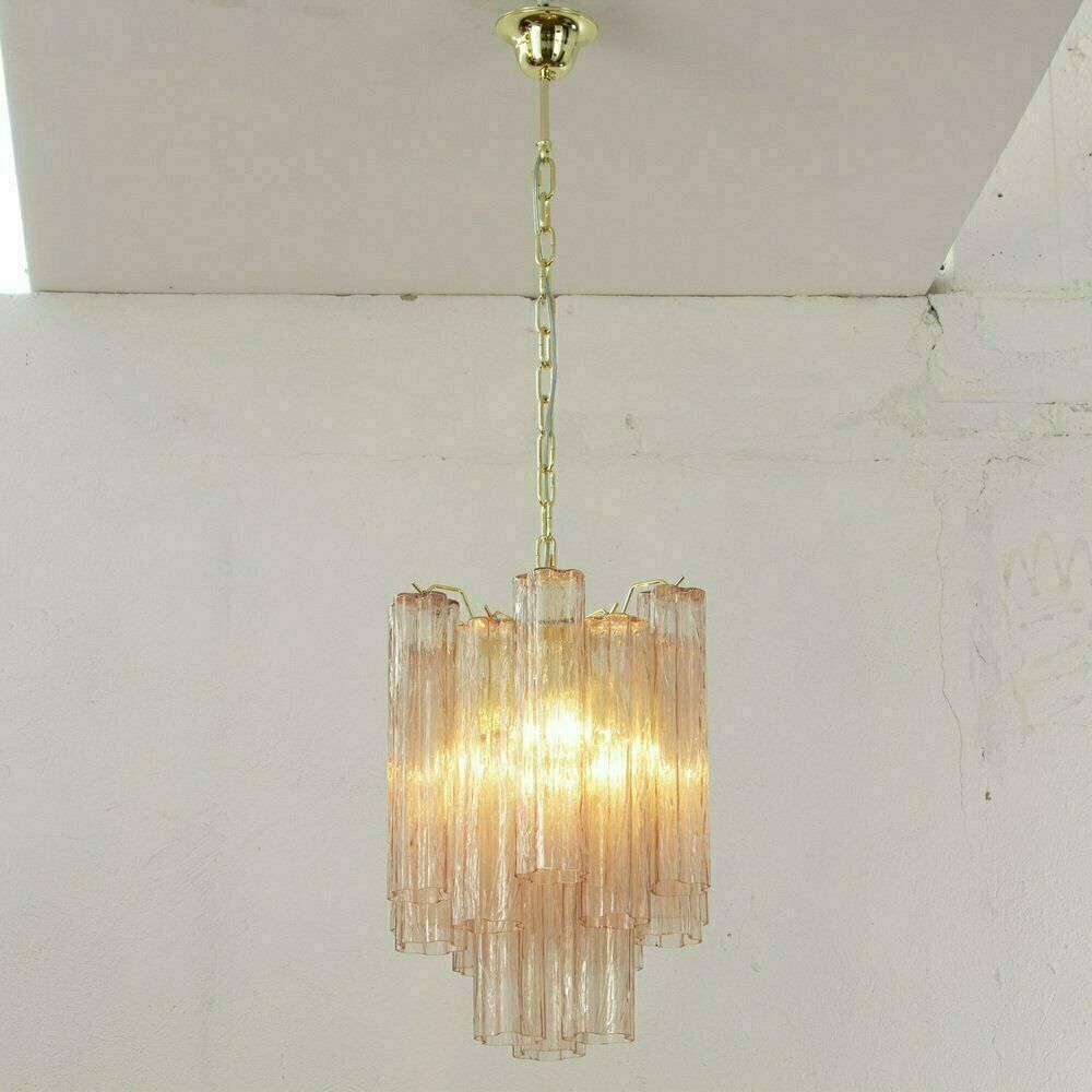 832.0 Tronchi Suspension Lamp In Pink Murano Glass, Diameter 36 Cm, 90s photo