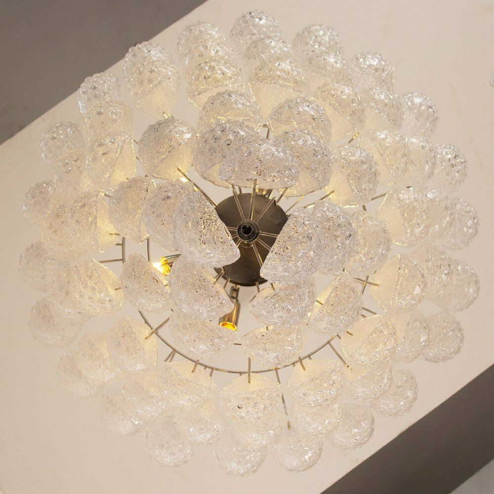 photo for sale Suspension Chandelier In Murano Glass And Colored Crystal, Italy, 90s
