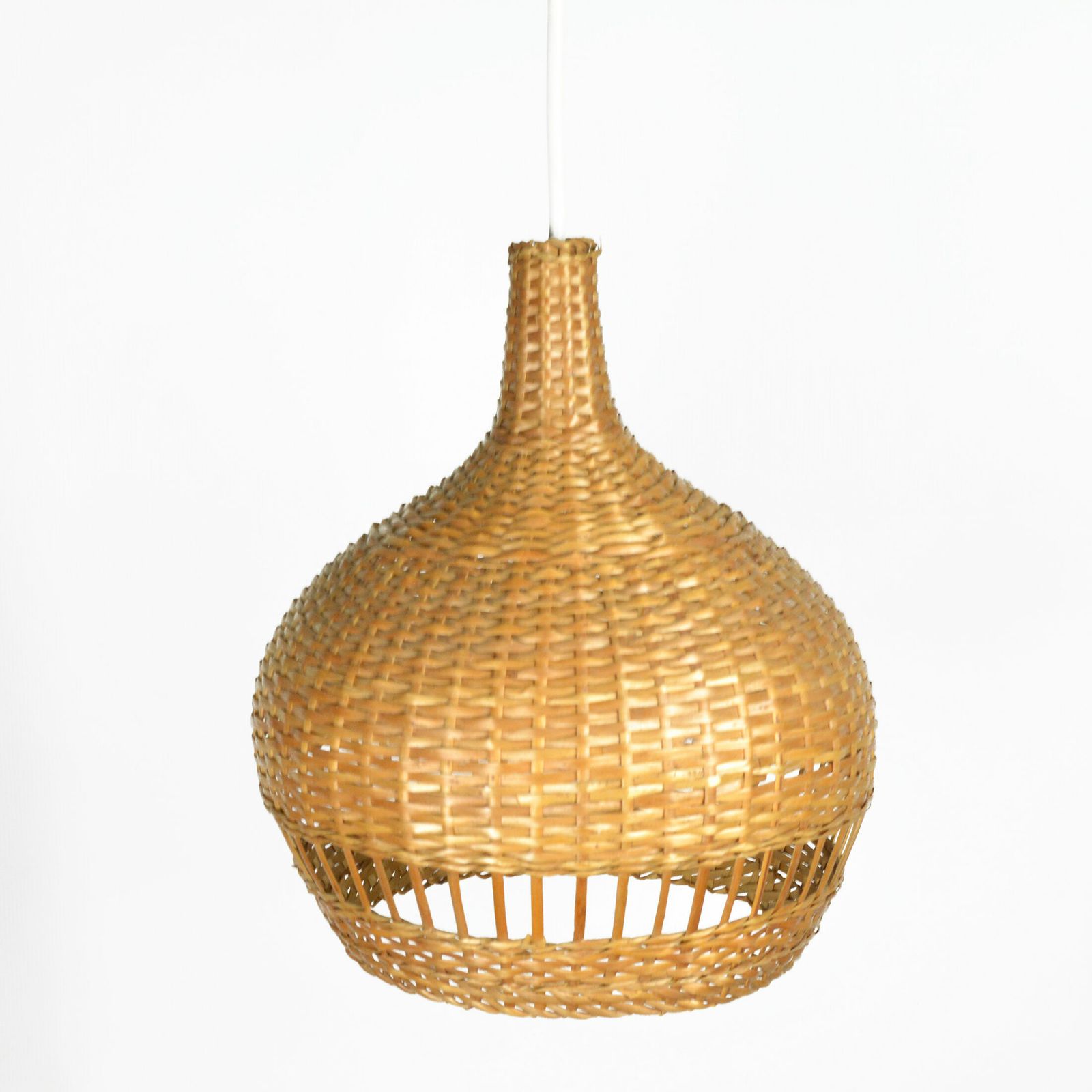 1960s Scandinavian Ceiling Lamp With Wicker Shade, Denmark photo vintage