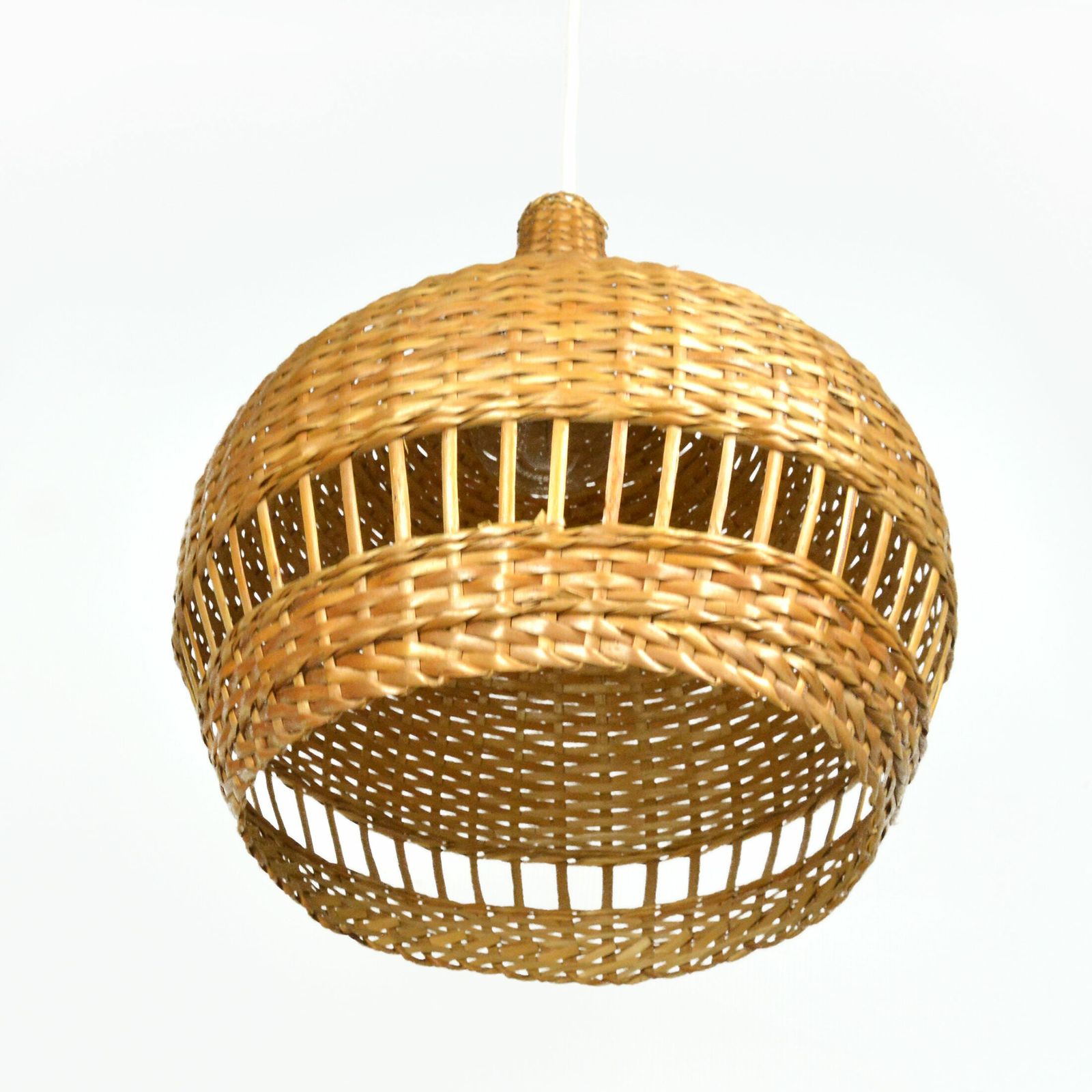 131.0 1960s Scandinavian Ceiling Lamp With Wicker Shade, Denmark photo
