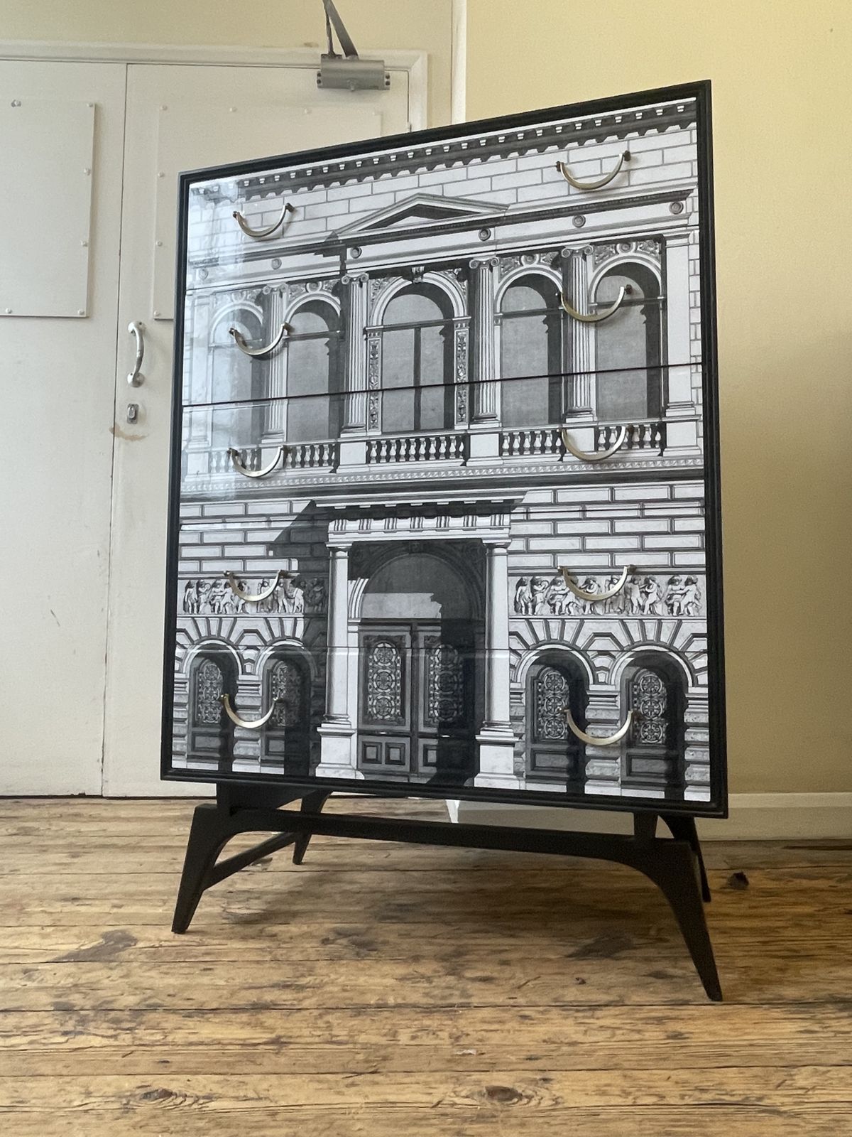 Stunning Pair Of Vintage Chests Buffets With Fornasetti Embellishments photo Furniture