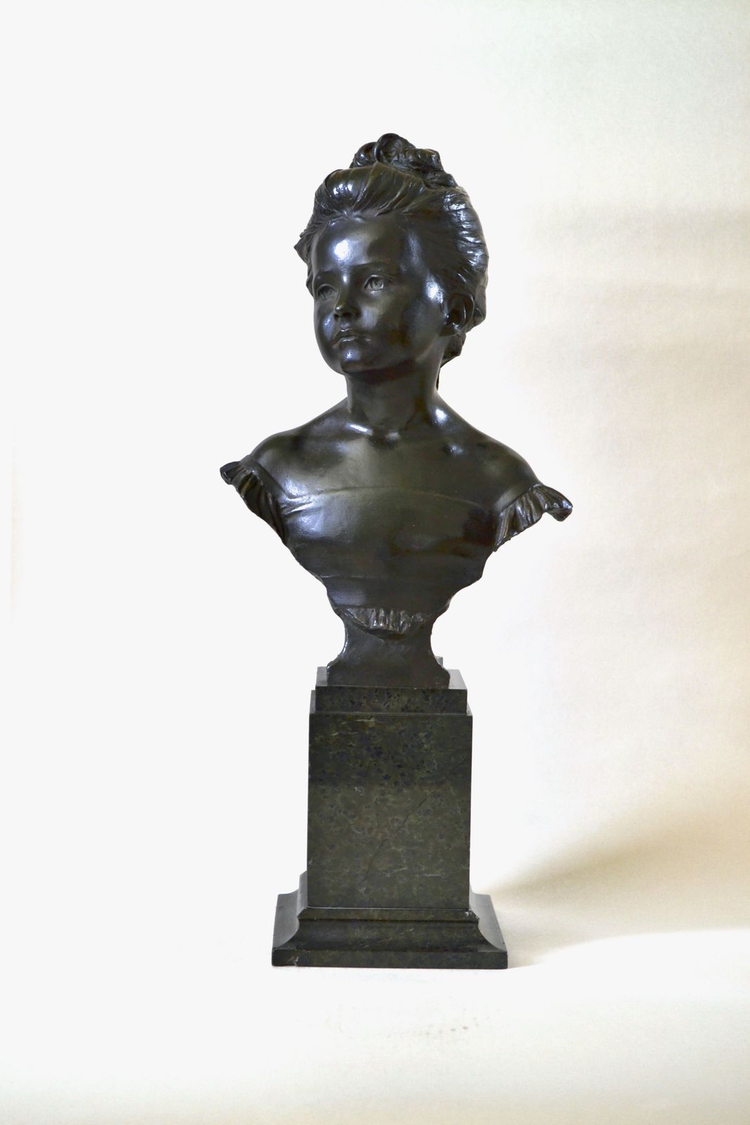 Alfred Drury Ra, The Age Of Innocence, Bronze Bust On Marble Base photo for sale