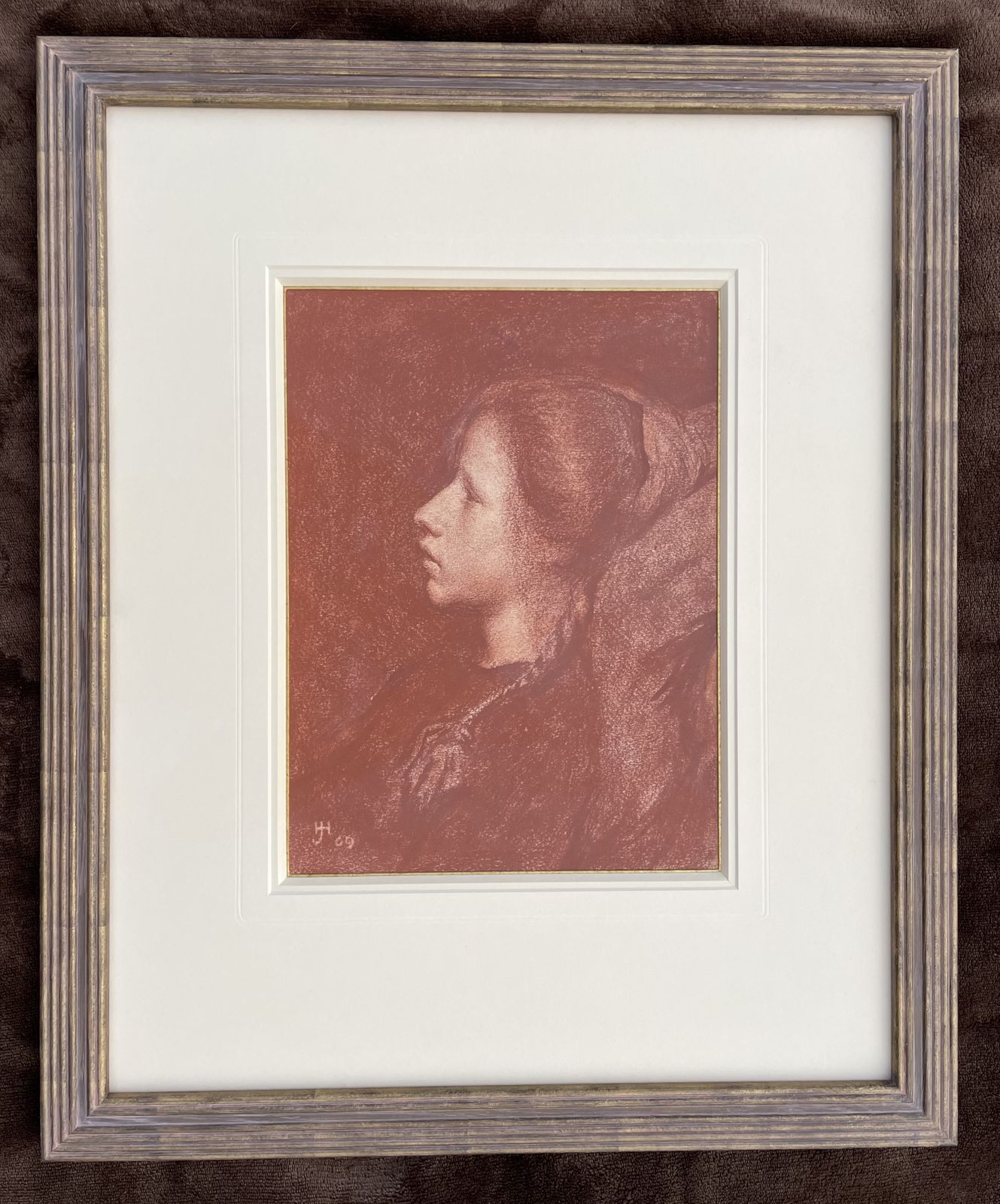 Herbert Johnson Harvey   Early 20th Century British Chalk Portrait Of A Girl photo Art