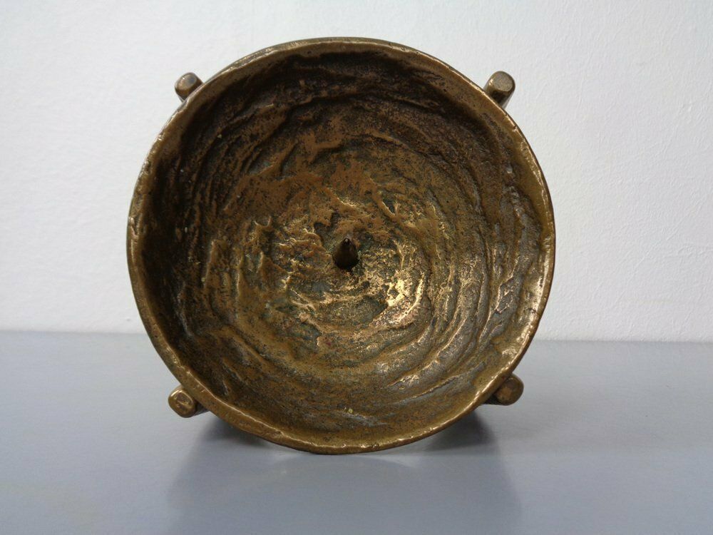 Brutalist Bronze Candleholder By Michael Harjes, 1960s photo vintage