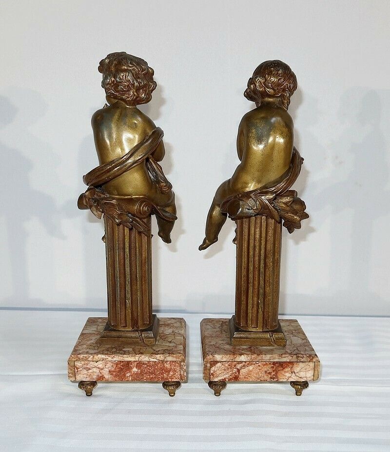 Pair Of Statuettes "The Carefree And The Dreamer" By A. Moreau, Late 19th Century photo 1246.3