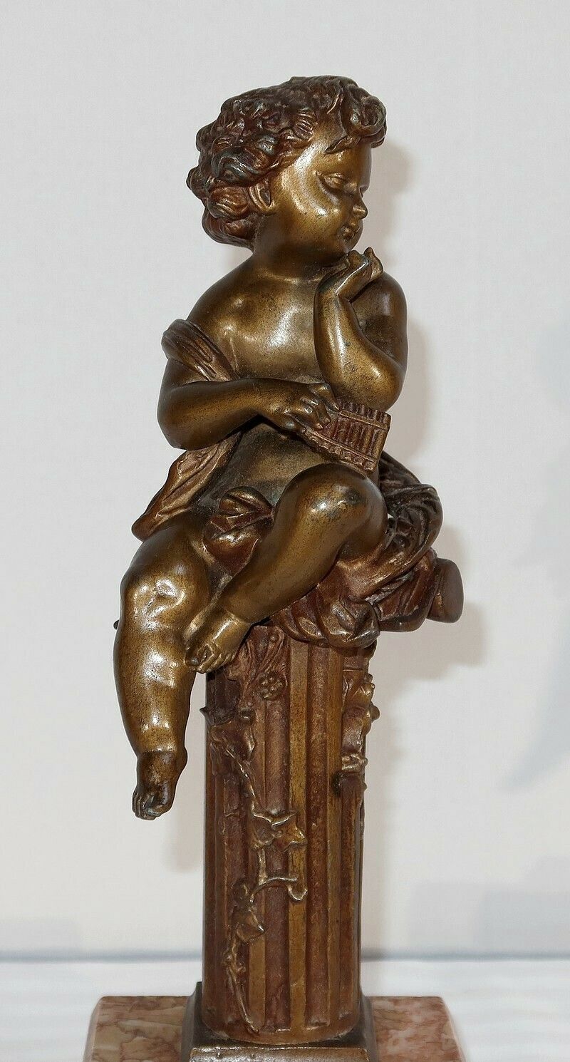 Pair Of Statuettes "The Carefree And The Dreamer" By A. Moreau, Late 19th Century photo vintage