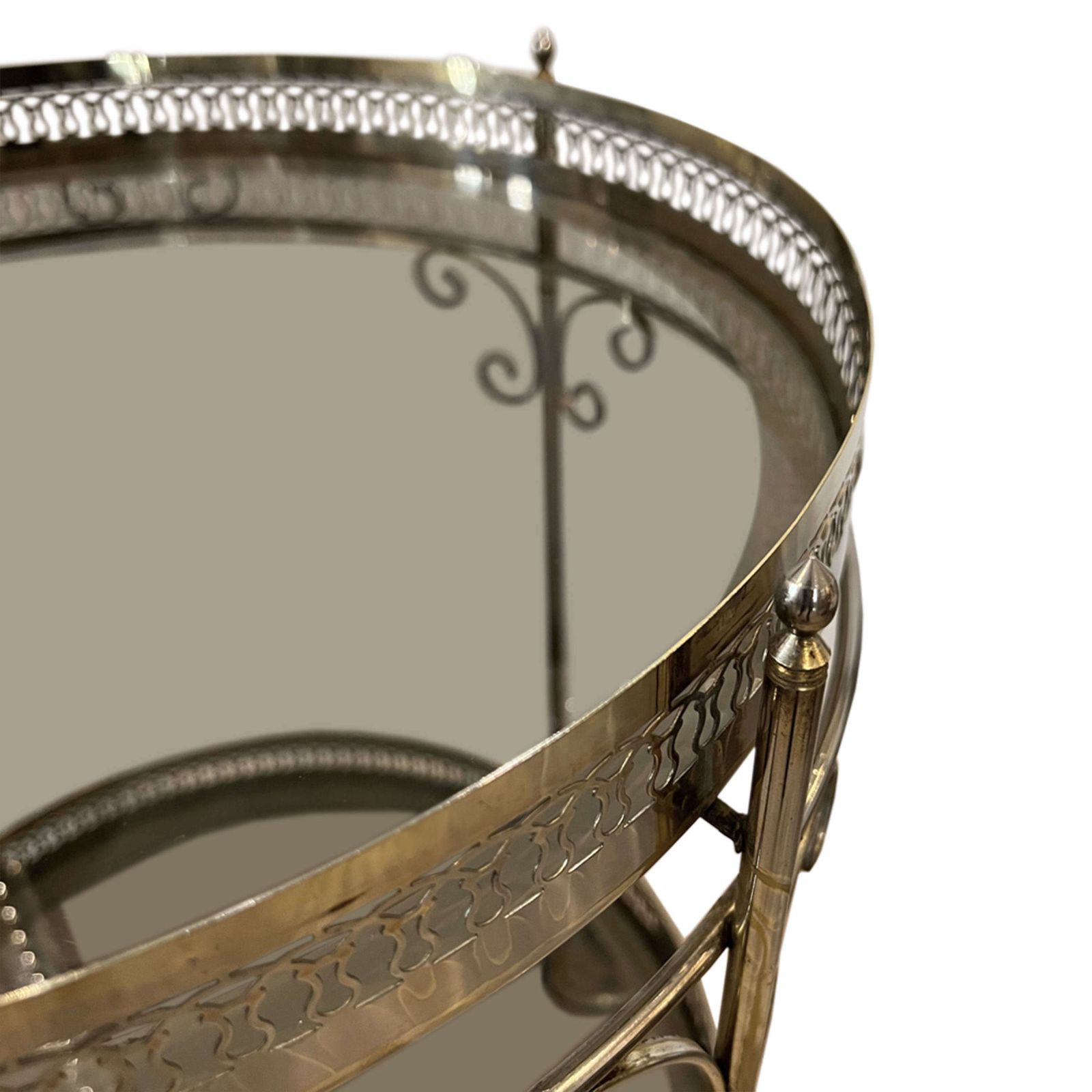 French Midcentury Brass And Glass Bar Cart photo for sale