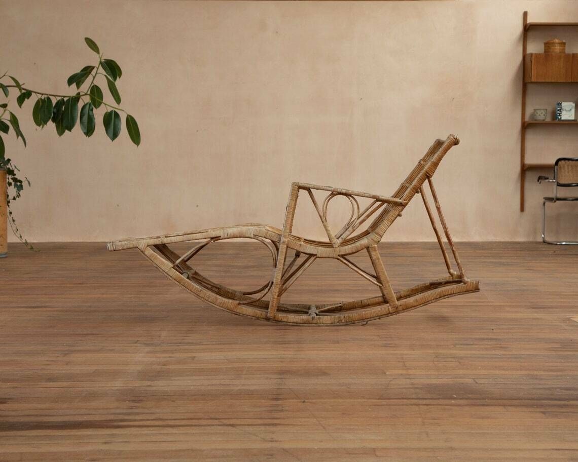Antique 1920s Bamboo Lounger, Steamer Chair photo for sale