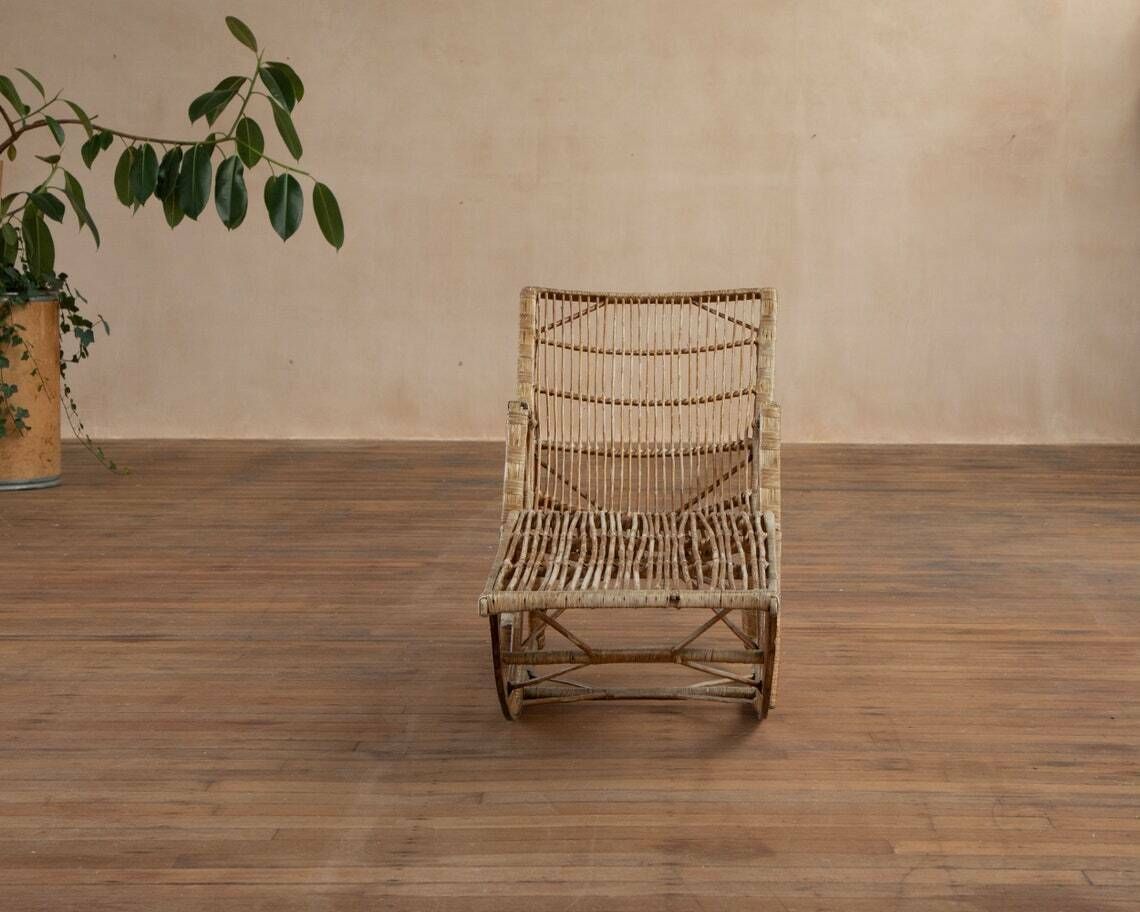Antique 1920s Bamboo Lounger, Steamer Chair photo 650.0